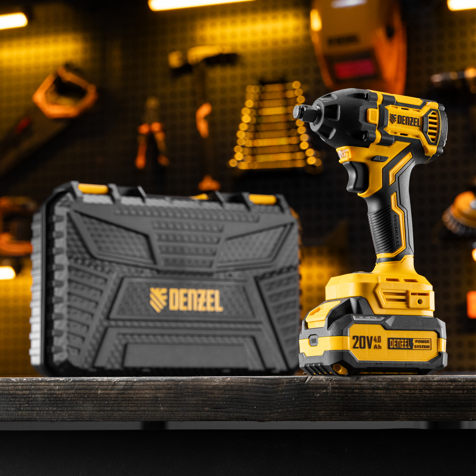 Гайковерт ударный аккумуляторный бесщет. CIWH-BL-20-350, Li-Ion, 20 В// Denzel