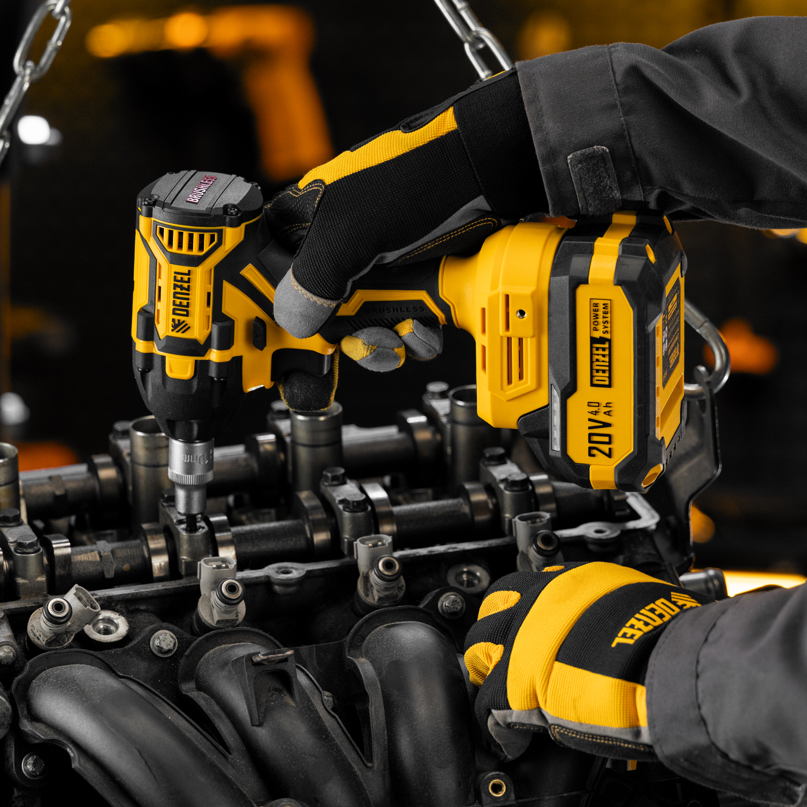 Гайковерт ударный аккумуляторный бесщет. CIWH-BL-20-350, Li-Ion, 20 В// Denzel