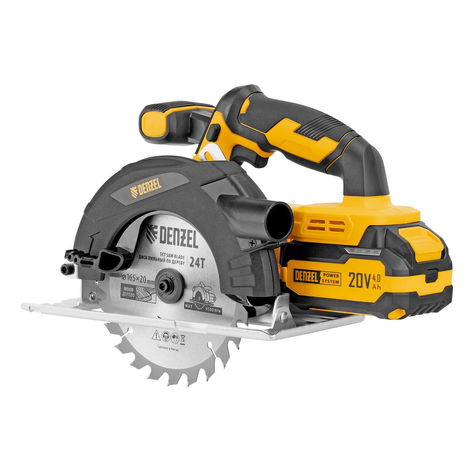 Пила циркулярная аккумуляторная CCSH-20-165, 165 мм, Li-Ion, 20 В// Denzel