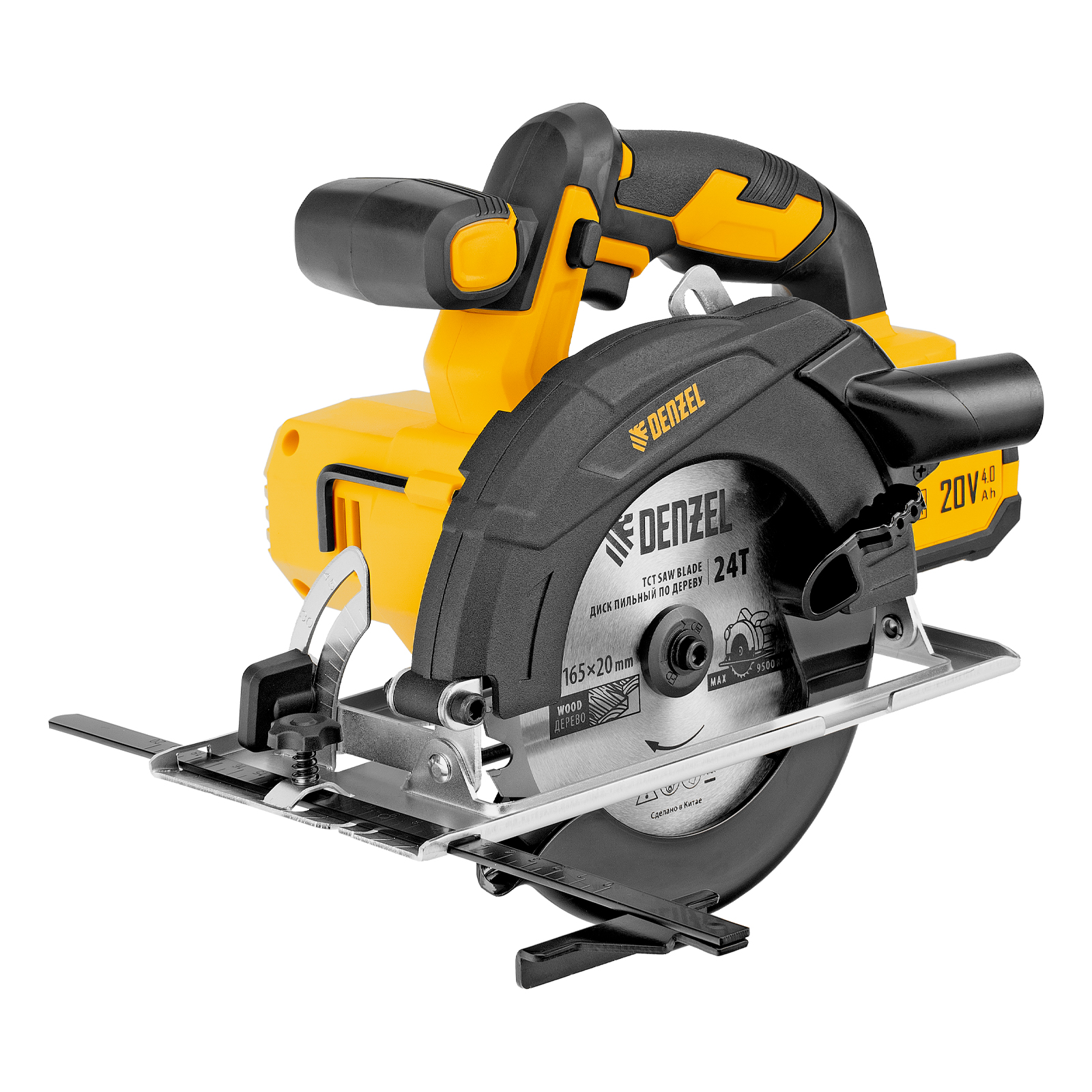 Пила циркулярная аккумуляторная CCSH-20-165, 165 мм, Li-Ion, 20 В// Denzel