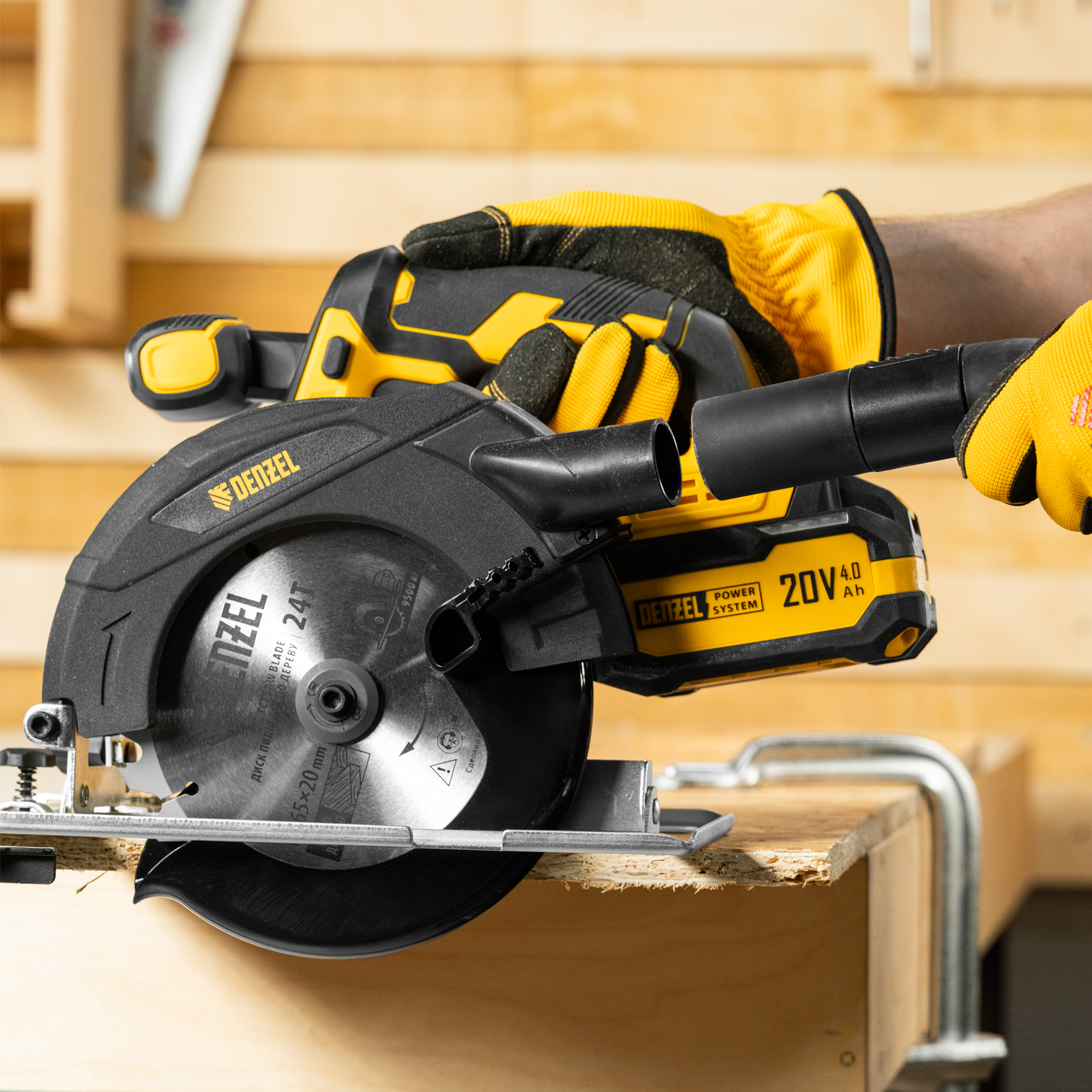 Пила циркулярная аккумуляторная CCSH-20-165, 165 мм, Li-Ion, 20 В// Denzel