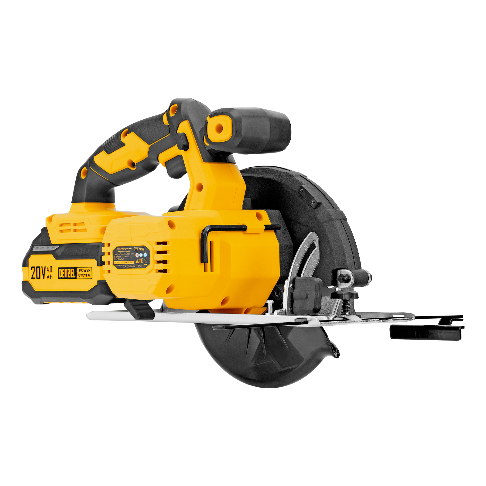 Пила циркулярная аккумуляторная CCSH-20-165, 165 мм, Li-Ion, 20 В// Denzel