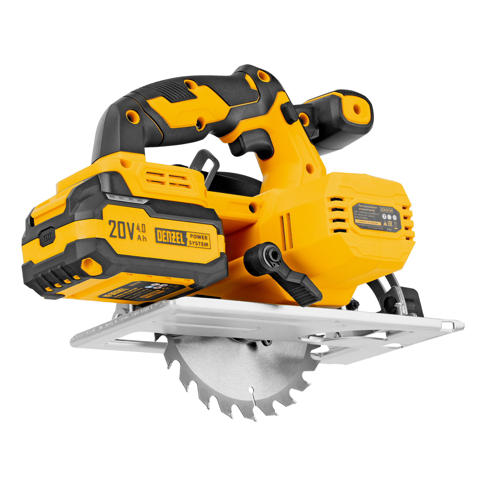 Пила циркулярная аккумуляторная CCSH-20-165, 165 мм, Li-Ion, 20 В// Denzel