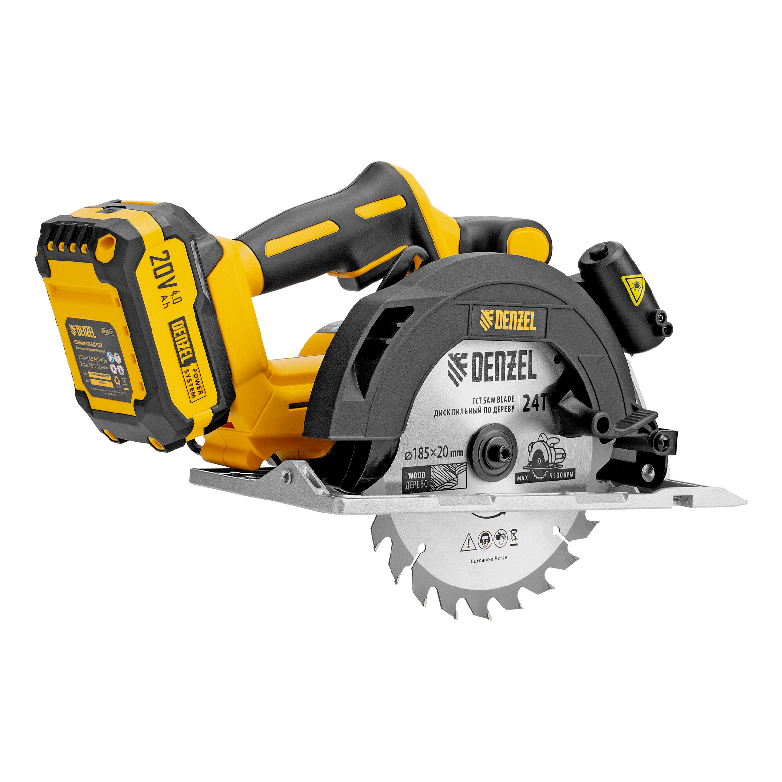 Пила циркулярная аккумуляторная бесщет. CCSH-BL-20-185, 185 мм, Li-Ion, 20 В// Denzel