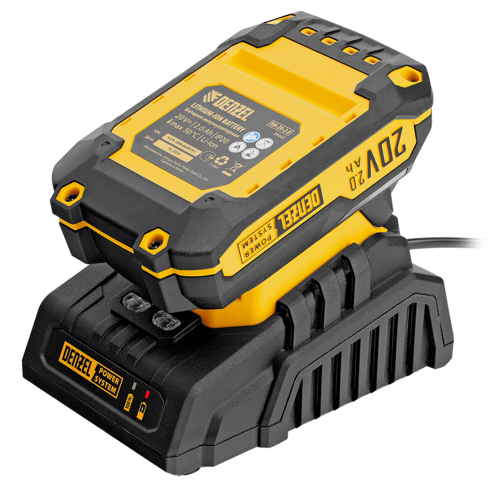 Устройство зарядное для аккумуляторов BCH-20-2.0, Li-Ion, 20 В, 2,0 А// Denzel