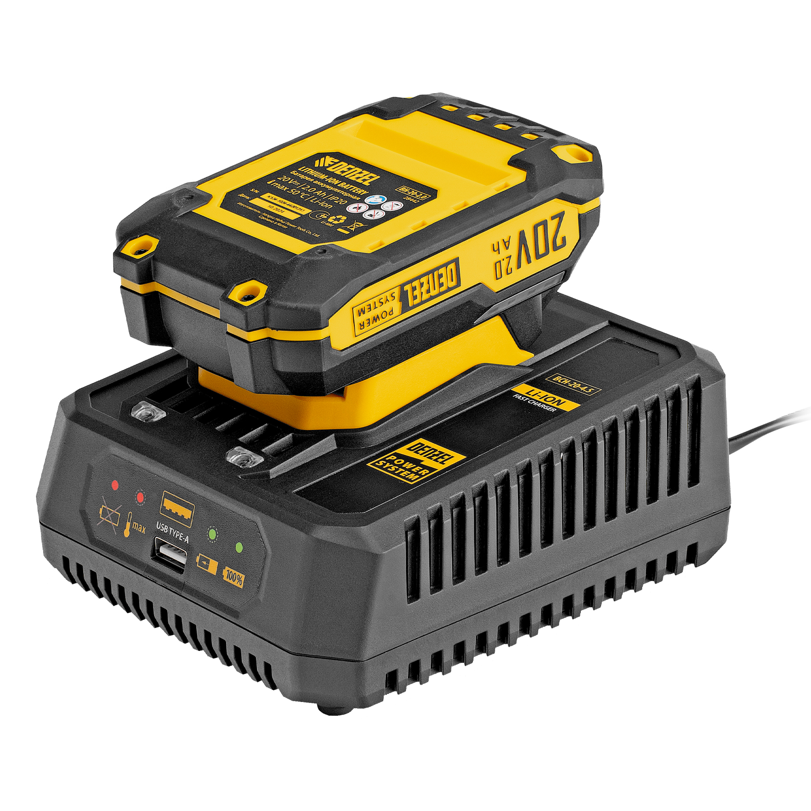 Устройство зарядное для аккумуляторов BCH-20-4.5, Li-Ion, 20 В, 4,5 А// Denzel