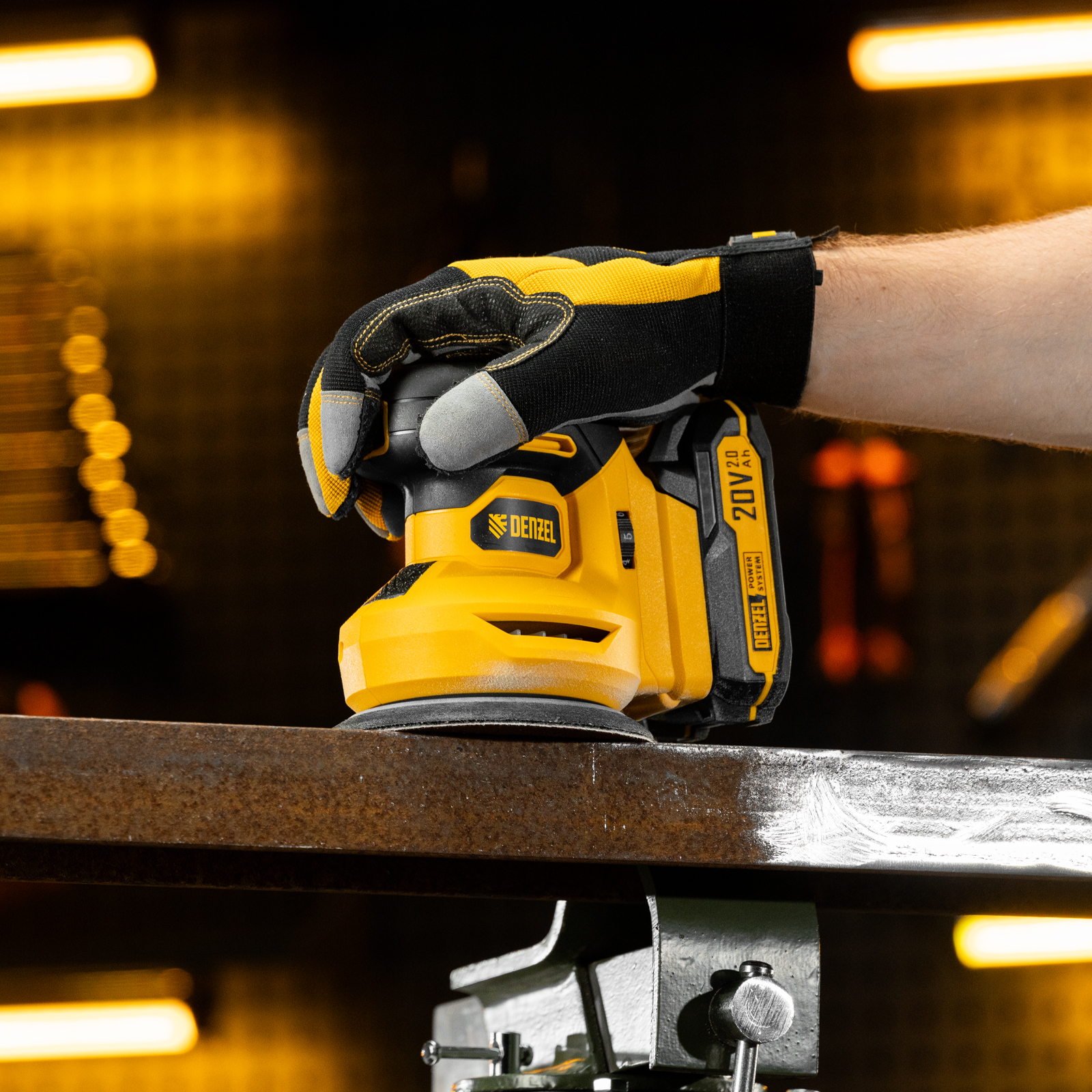 Машина шлифовальная эксцентриковая аккумуляторная CROSH-20-125, Li-Ion, 20 В// Denzel