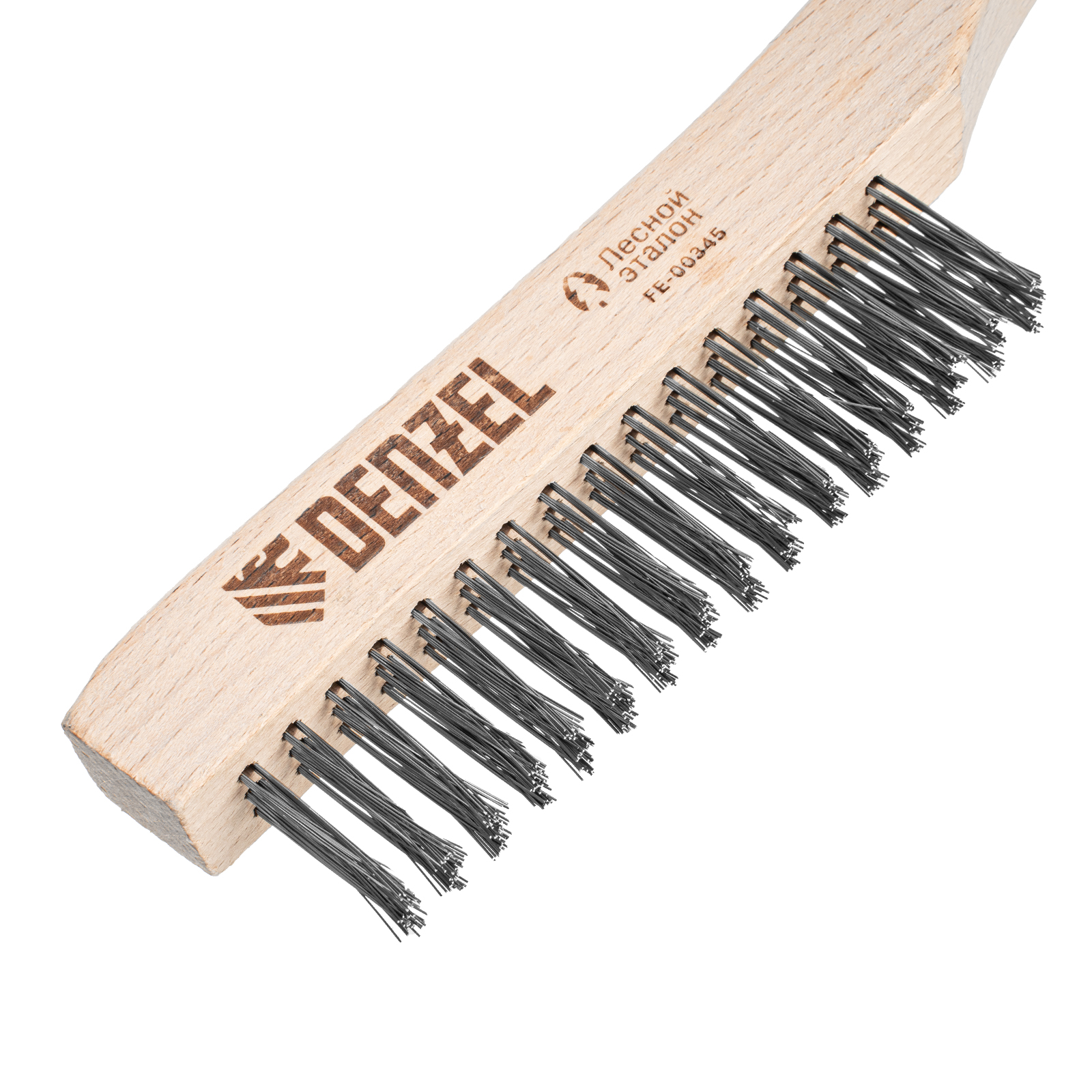 Щетка зачистная 3-х рядная, прямая проволока из нержавеющей стали с деревянной ручкой, EFP// Denzel