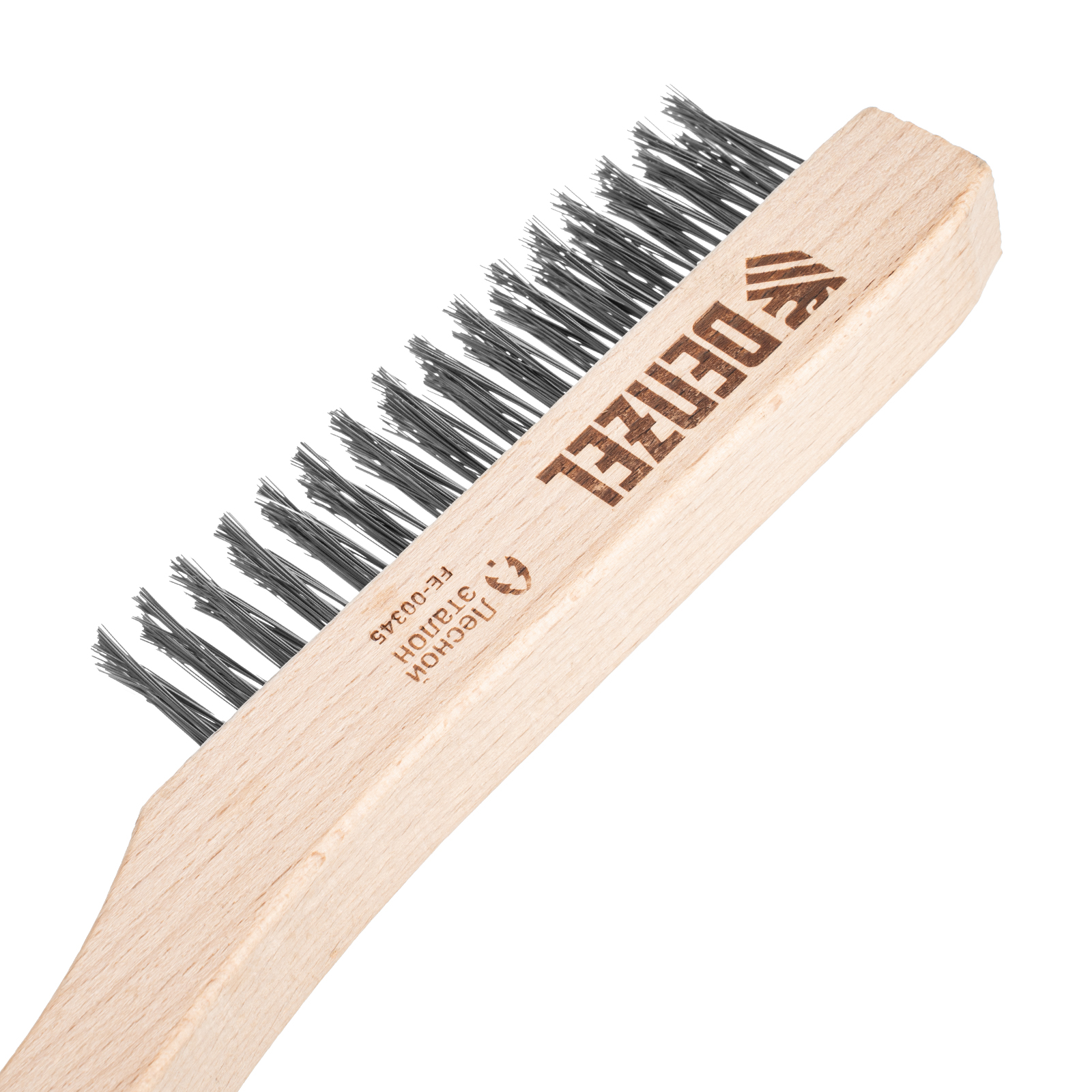 Щетка зачистная 3-х рядная, прямая проволока из нержавеющей стали с деревянной ручкой, EFP// Denzel