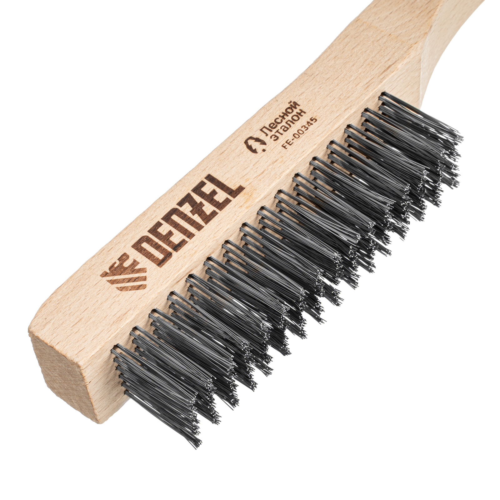 Щетка зачистная 6-и рядная, прямая проволока из нержавеющей стали с деревянной ручкой, EFP// Denzel