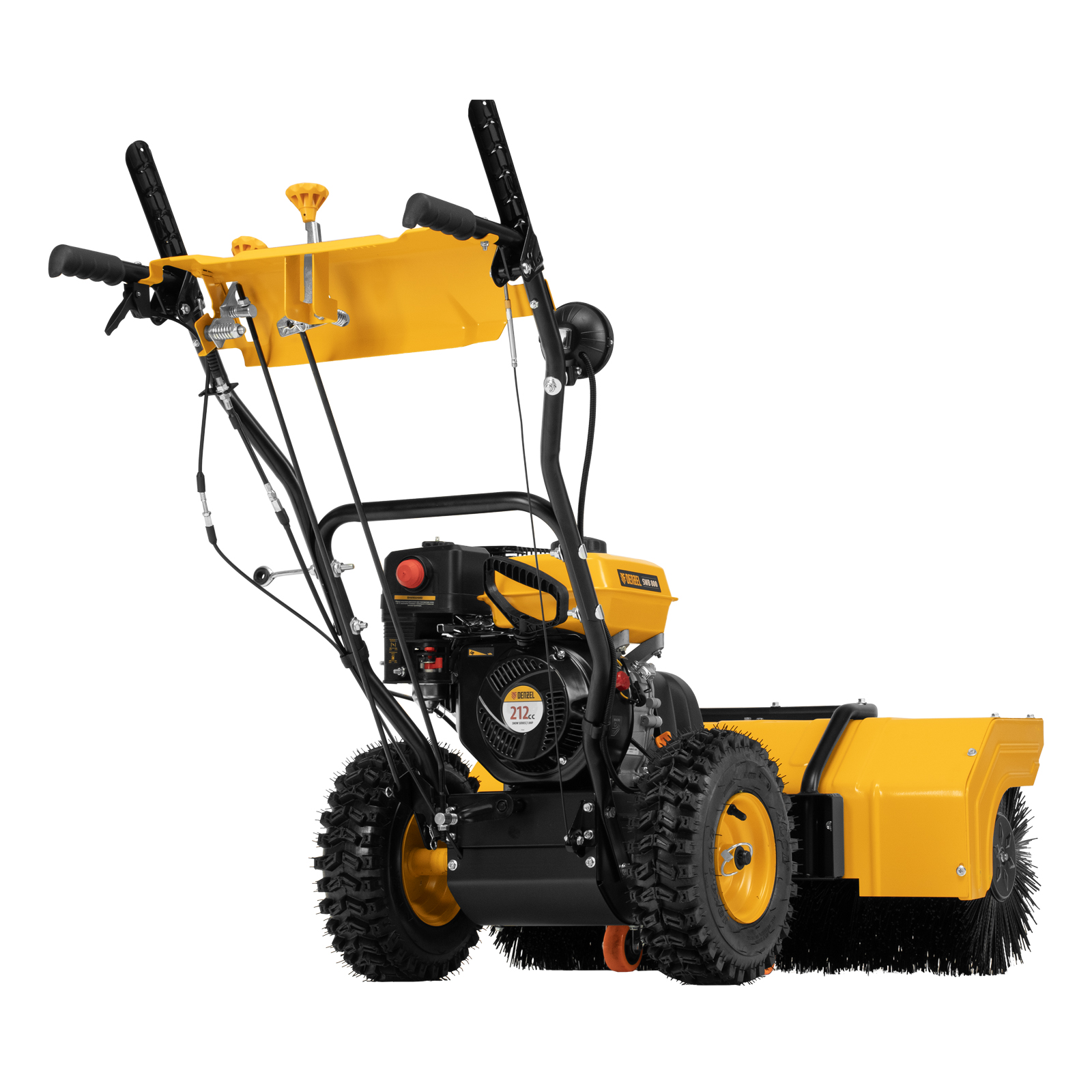 Гибридная снегоуборочная машина с функц. подметания SWB-800, 212 сс, руч. старт, 2 насадки// Denzel