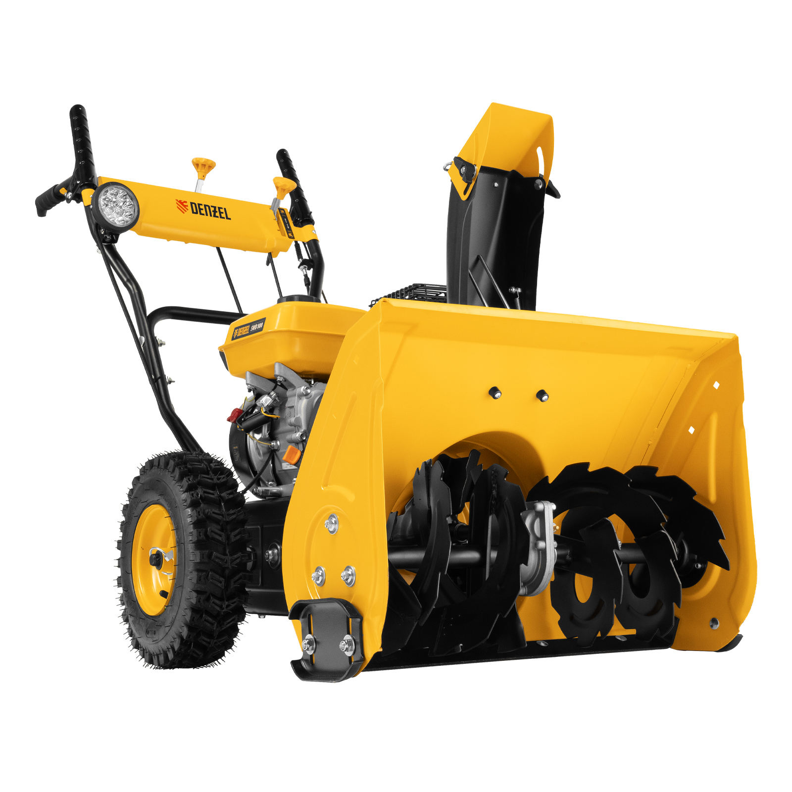 Гибридная снегоуборочная машина с функц. подметания SWB-800, 212 сс, руч. старт, 2 насадки// Denzel