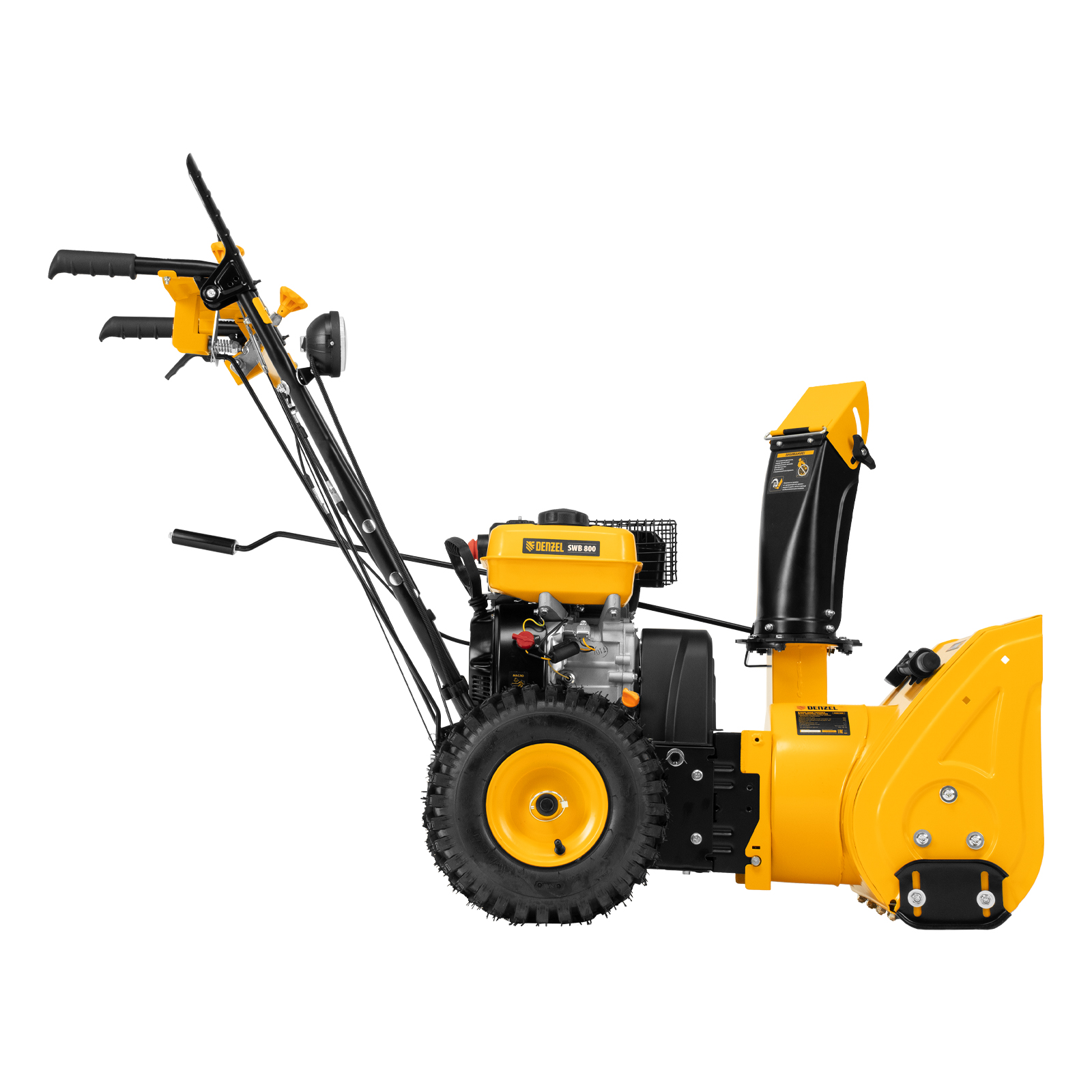 Гибридная снегоуборочная машина с функц. подметания SWB-800, 212 сс, руч. старт, 2 насадки// Denzel