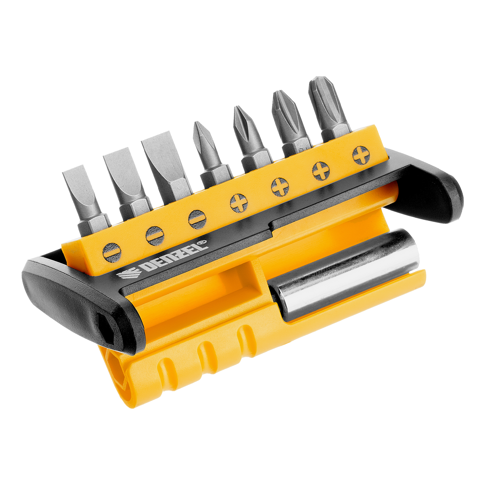 Набор бит с магнитным держателем, S2, 8 шт Denzel