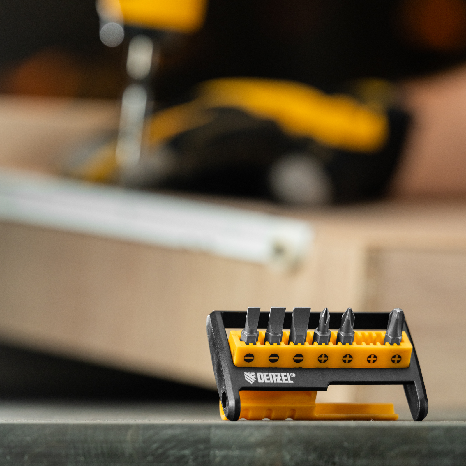 Набор бит с магнитным держателем, S2, 8 шт Denzel