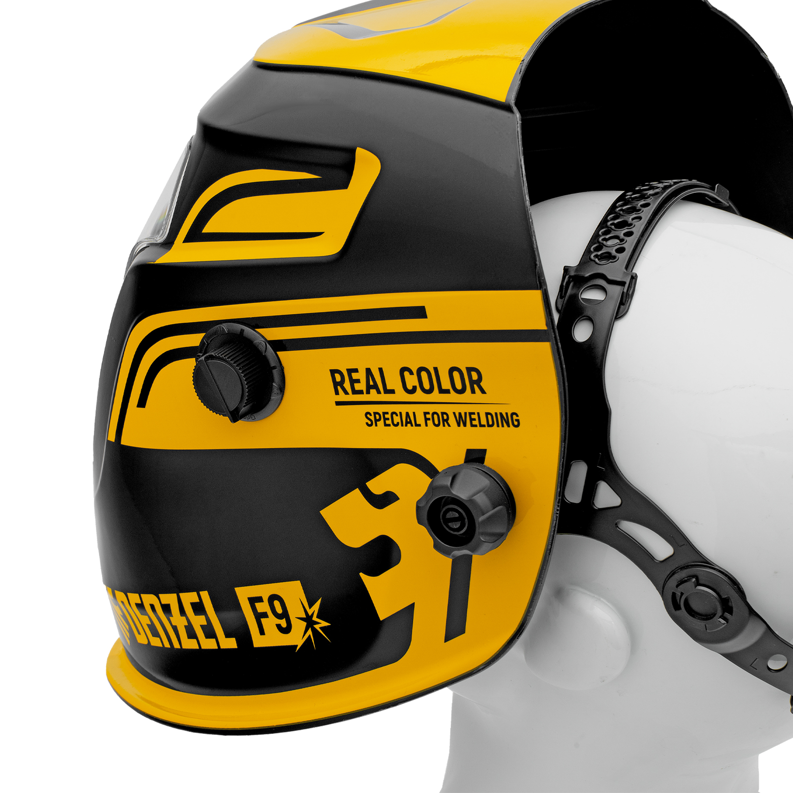 Щиток защитный лицевой (маска сварщика) F9, см. окно 100x60, Real Color, DIN 4-8/9-13// Denzel