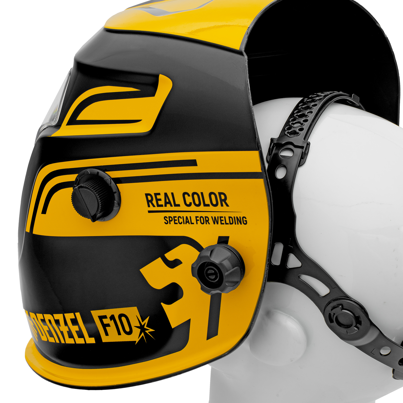 Щиток защитный лицевой (маска сварщика) F10, см. окно 100х96, Real Color, DIN 4-8/9-13 Denzel