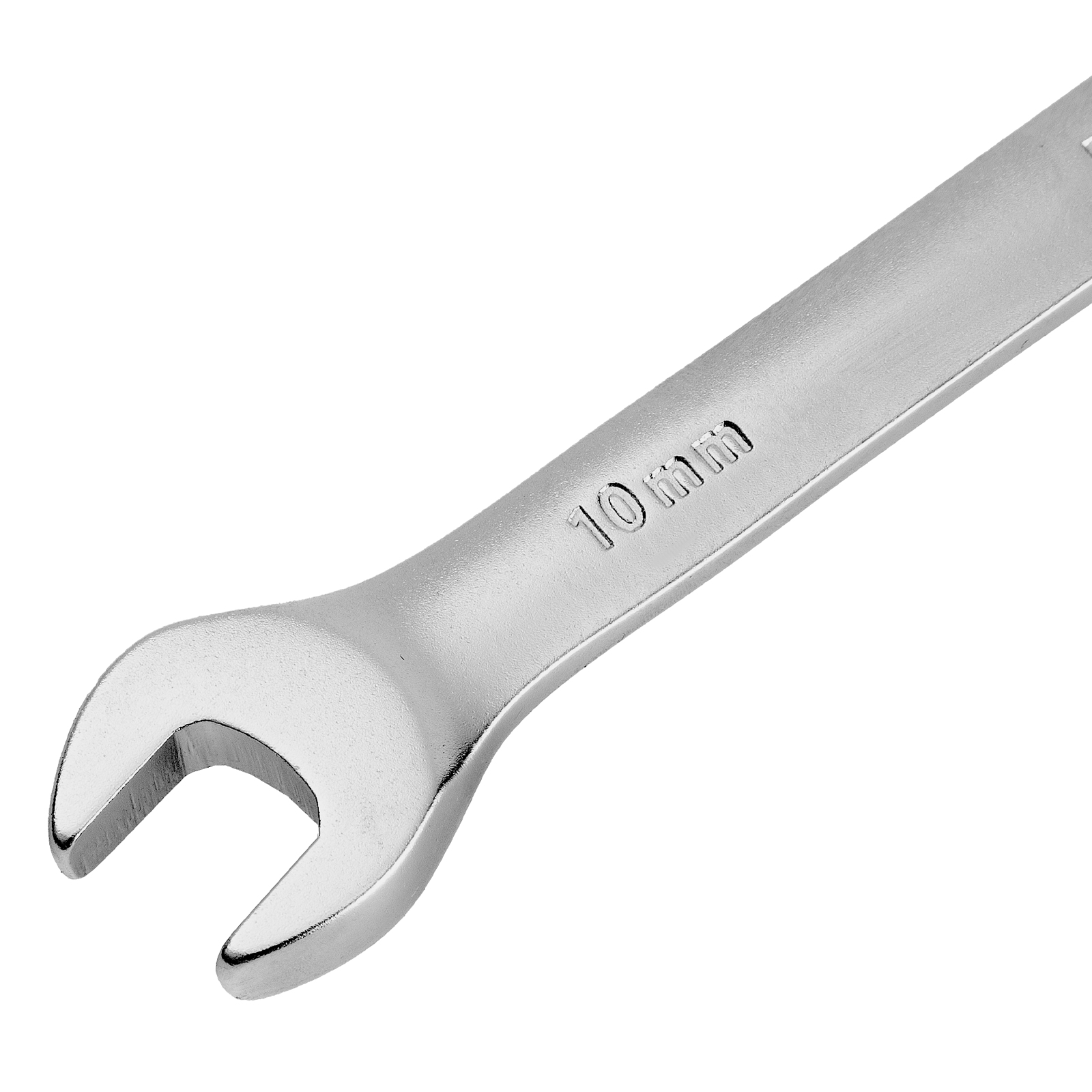 Ключ комбинированный трещоточный, 10 мм, CrV, матовый хром Denzel