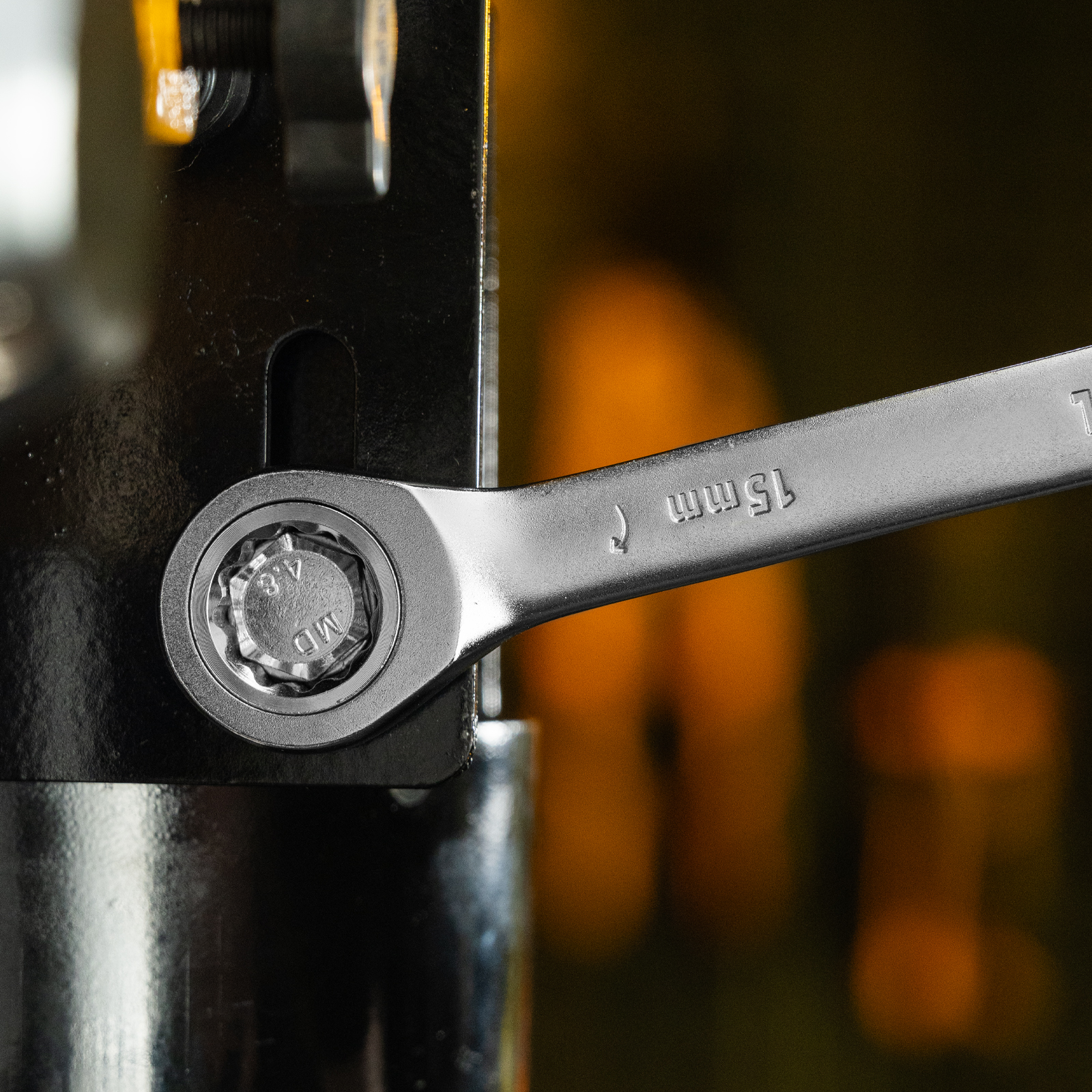 Ключ комбинированный трещоточный, 15 мм, CrV, матовый хром Denzel