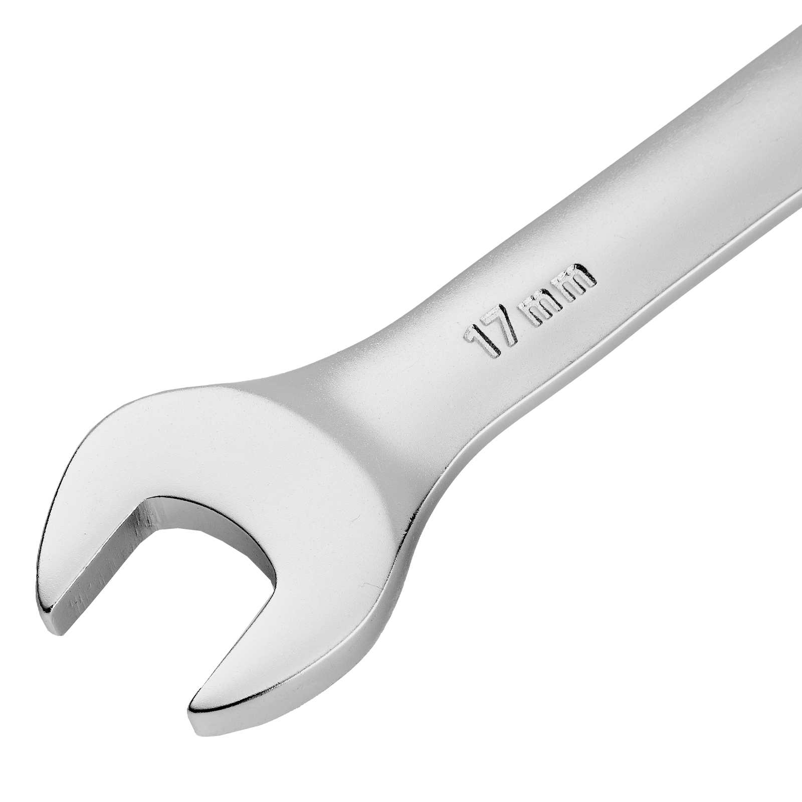 Ключ комбинированный трещоточный, 17 мм, CrV, матовый хром Denzel