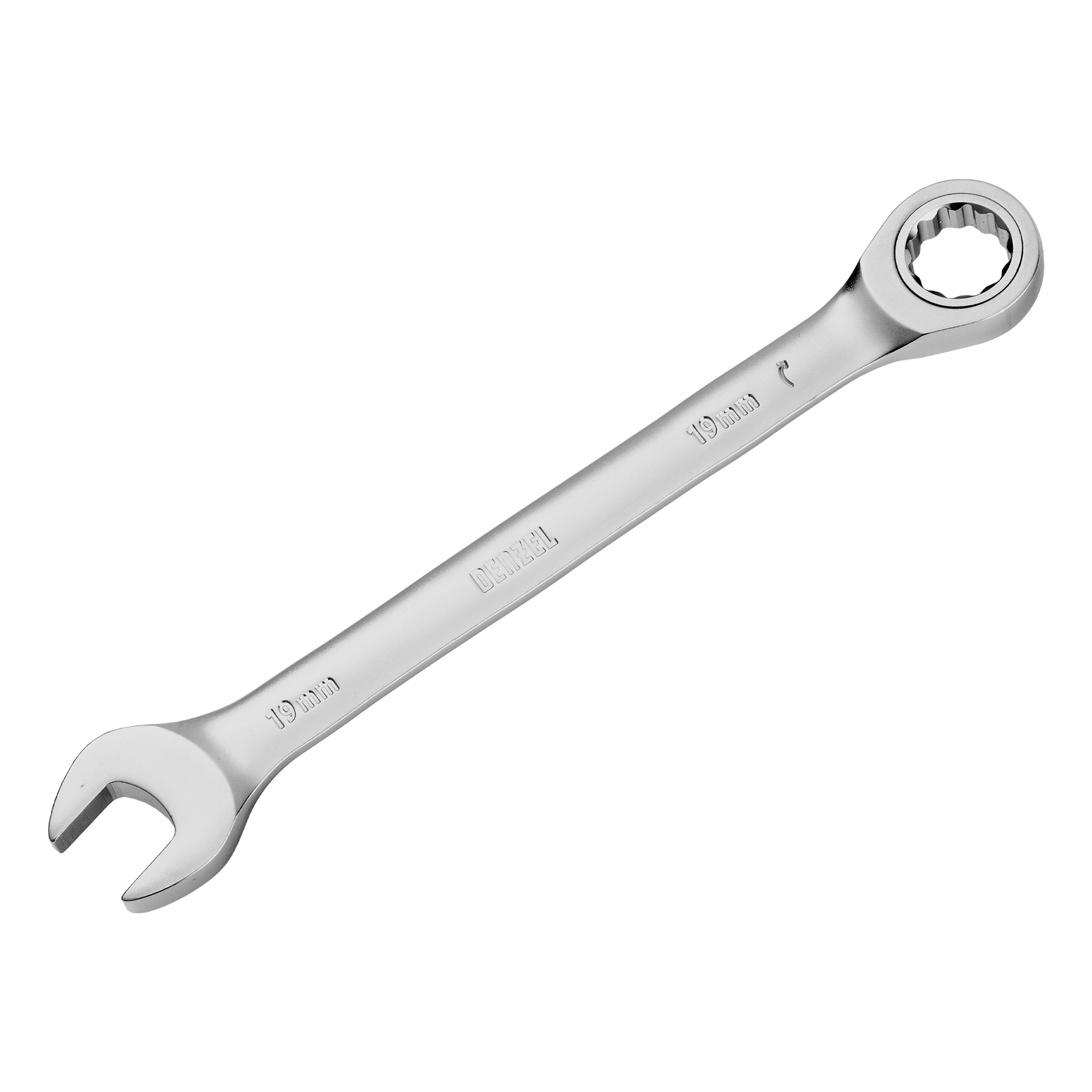 Набор ключей комбинированных трещоточных 6-19 мм, 8 шт., CrV, матовый хром Denzel