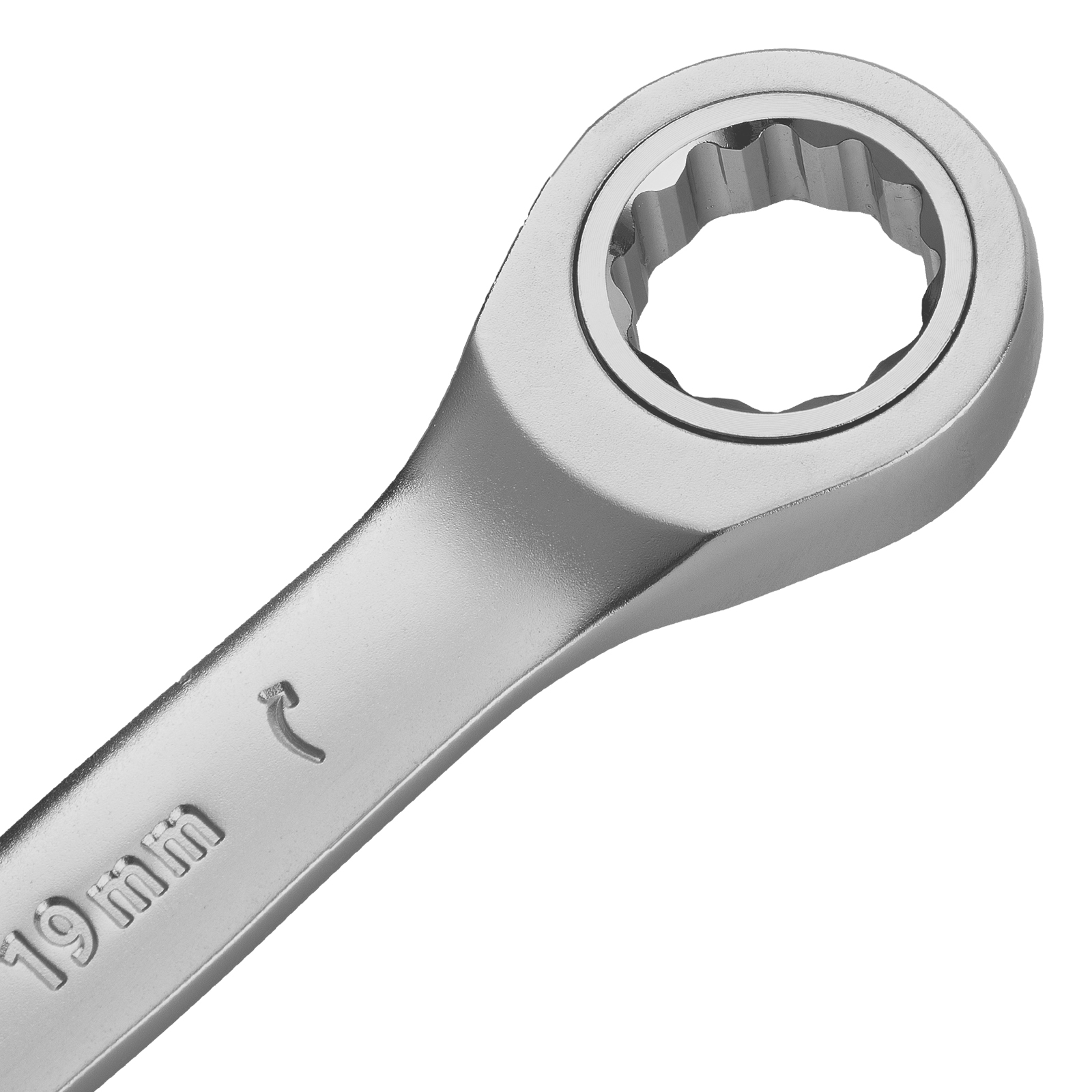 Набор ключей комбинированных трещоточных 6-19 мм, 8 шт., CrV, матовый хром Denzel