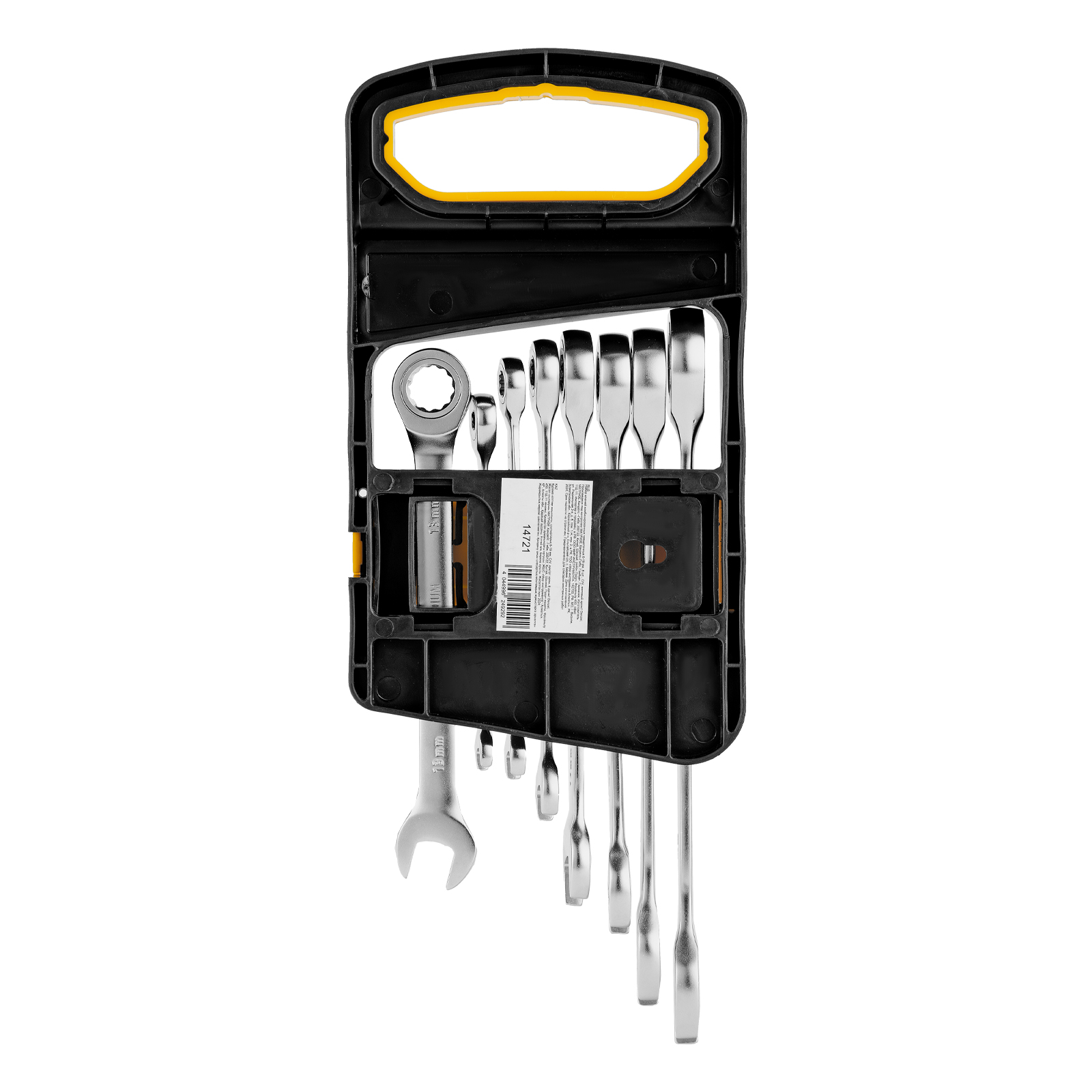 Набор ключей комбинированных трещоточных 6-19 мм, 8 шт., CrV, матовый хром Denzel