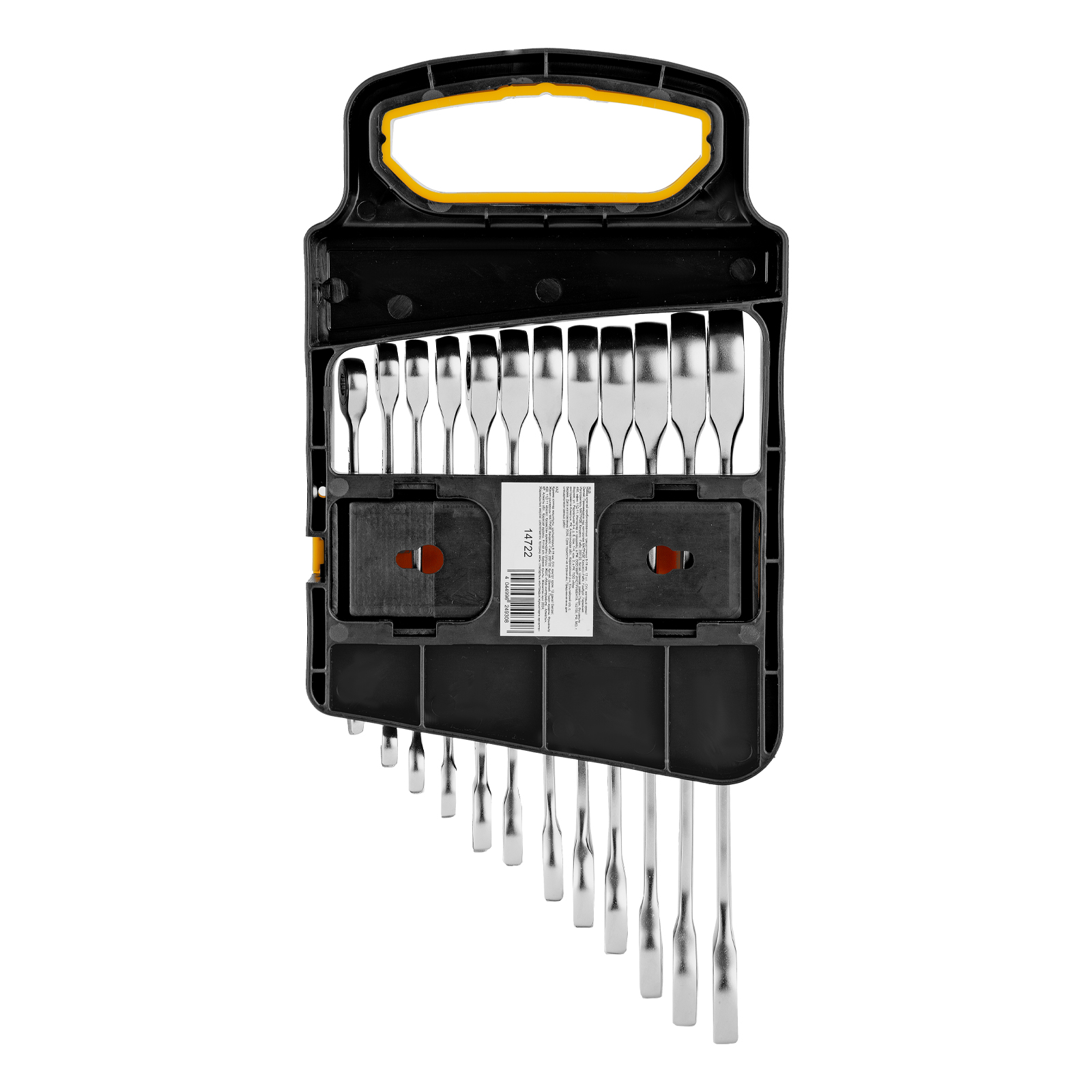 Набор ключей комбинированных трещоточных 6-19 мм, 12 шт., CrV, матовый хром Denzel