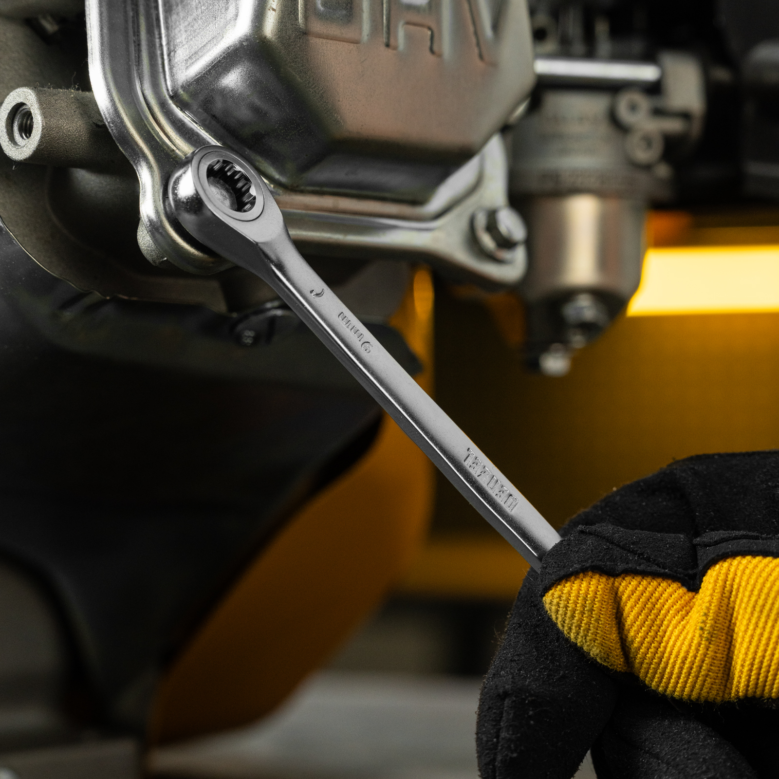 Набор ключей комбинированных трещоточных 6-19 мм, 12 шт., CrV, матовый хром Denzel