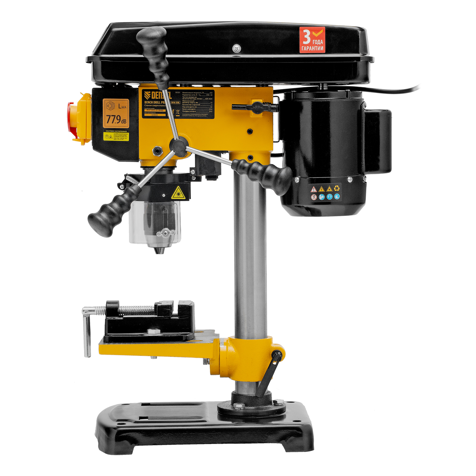 Станок сверлильный DDM-350L, 350 Вт, 13 мм, 5 ск., лазер, настольный Denzel