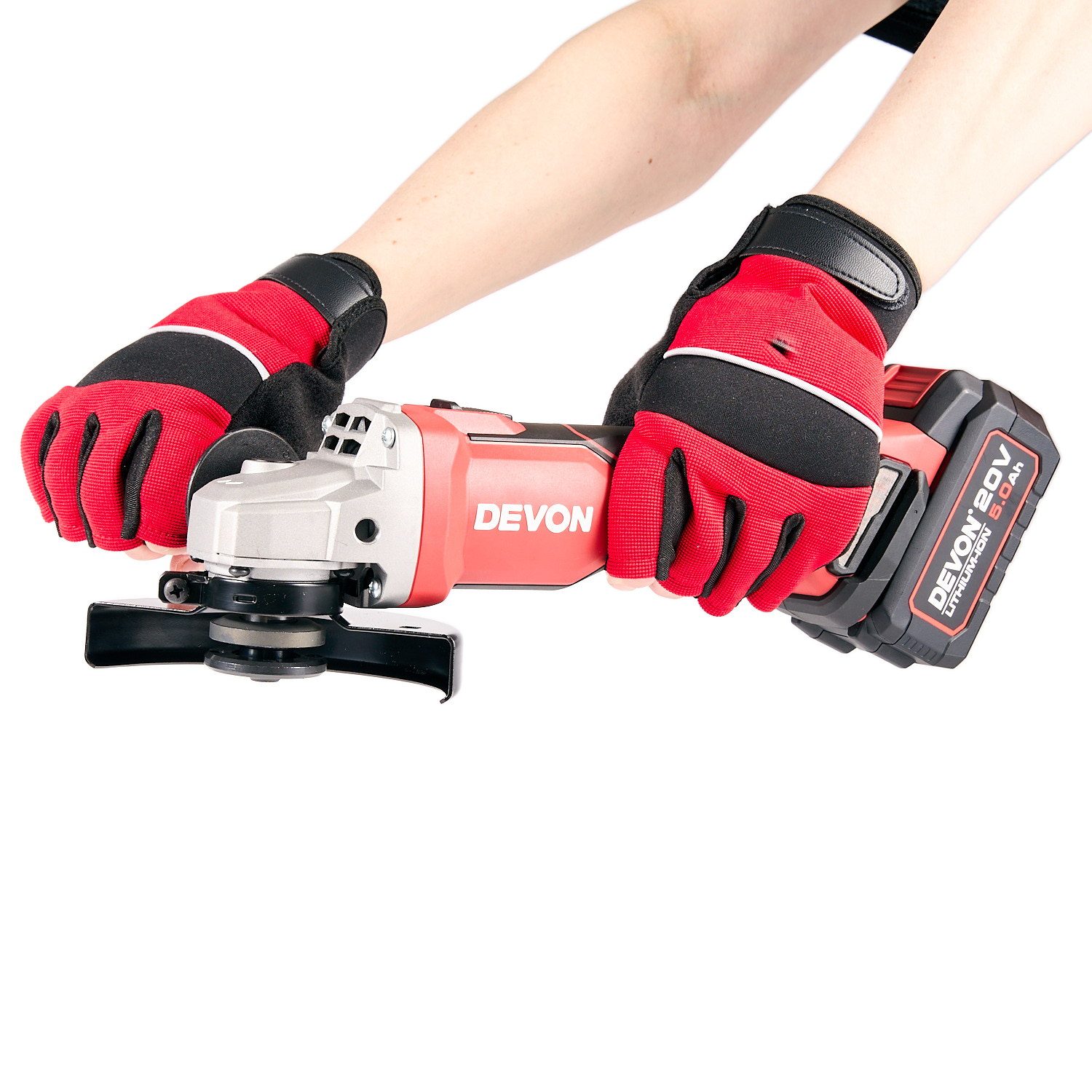 Аккумуляторная угловая шлифовальная машина (УШМ) DEVON 2903-Li-20-125 / 125 мм / бесщеточная / 20 В /  2 аккум. 2.0 А∙ч / стандартное ЗУ 40 Вт / M14