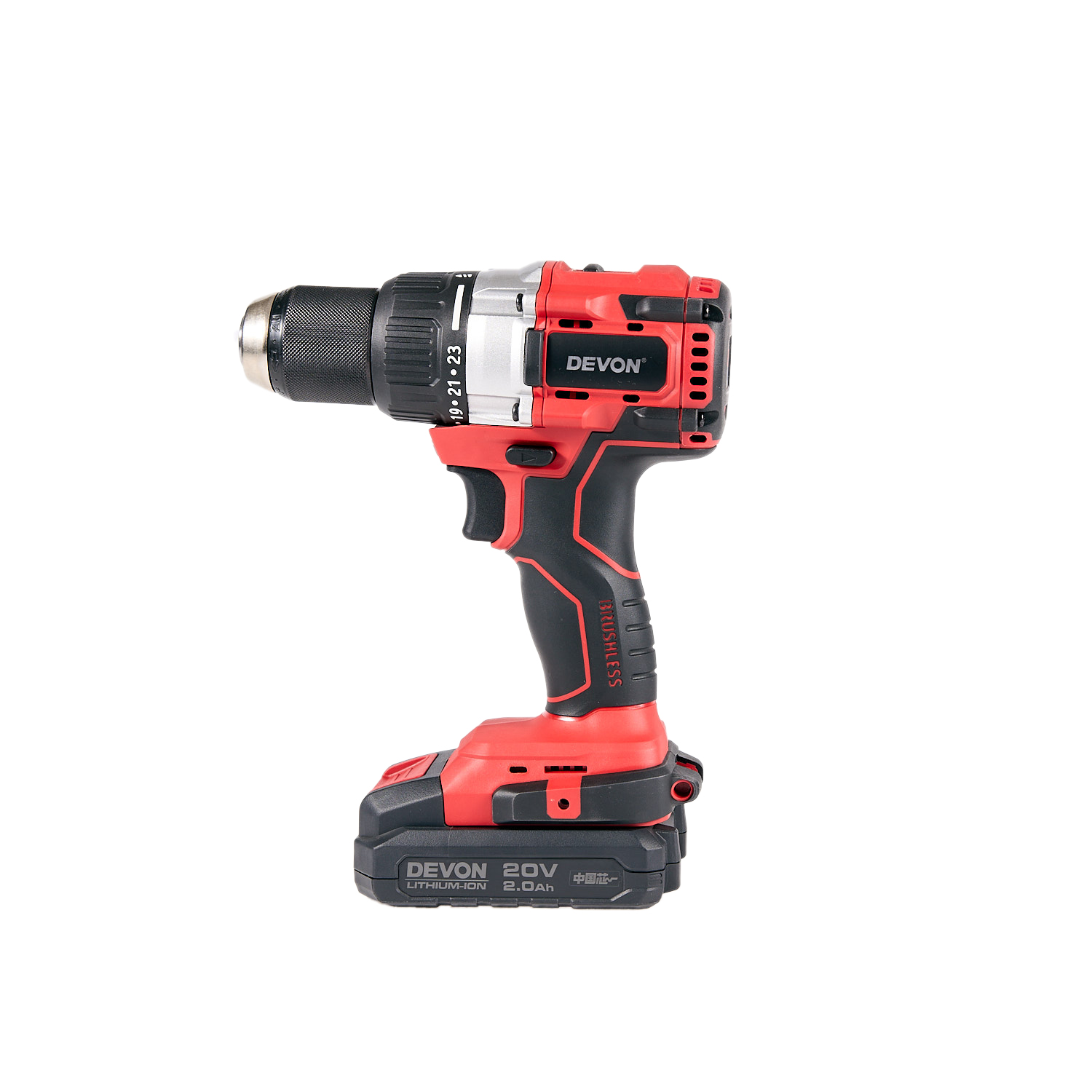Аккумуляторный шуруповерт/дрель DEVON 5282-LI-20TS / бесщеточный / 55/120Нм / 20В / 2 аккум. 5.0 А∙ч / быстрое ЗУ 190 Вт