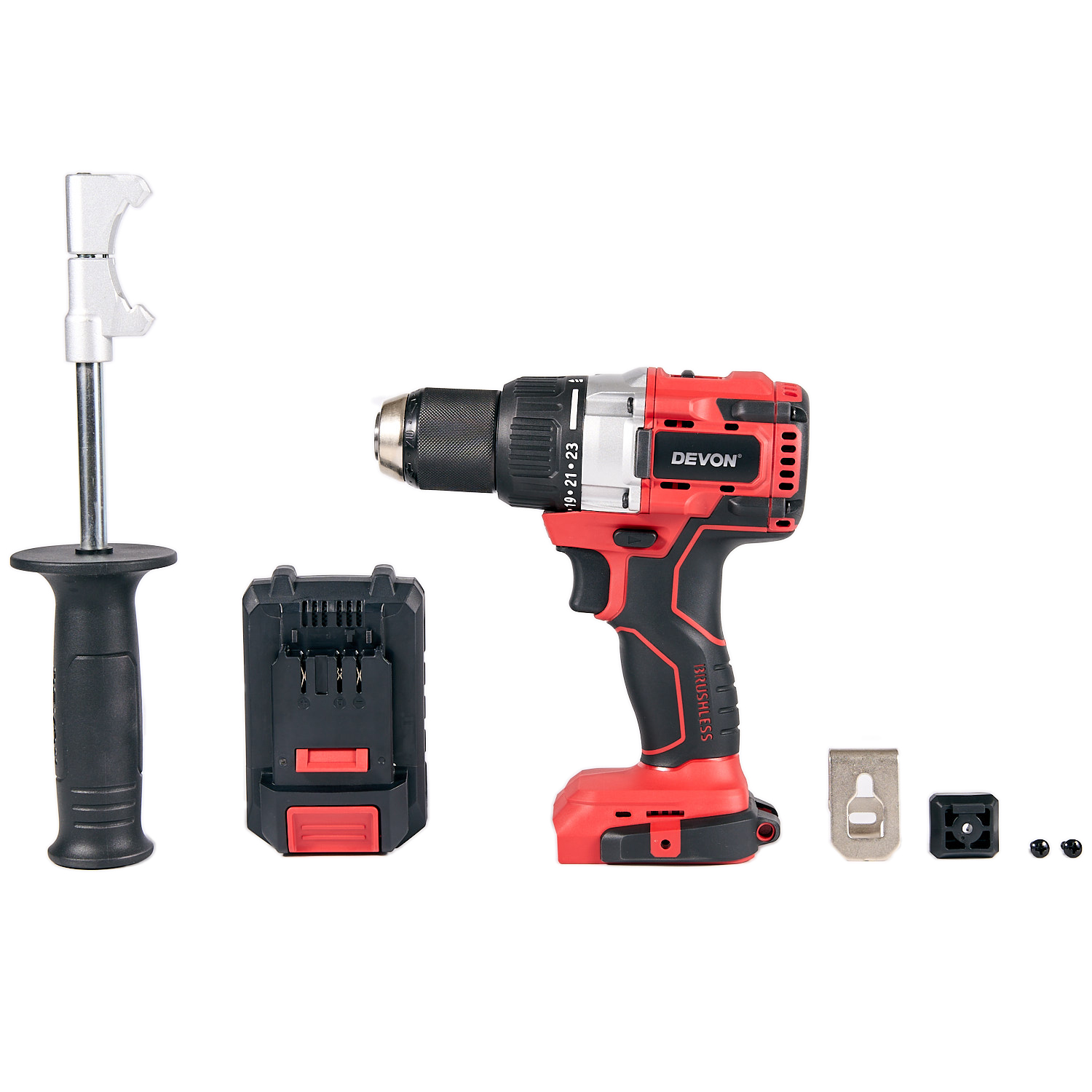 Аккумуляторный шуруповерт/дрель DEVON 5282-LI-20TS / бесщеточный / 55/120Нм / 20В / 2 аккум. 5.0 А∙ч / быстрое ЗУ 190 Вт