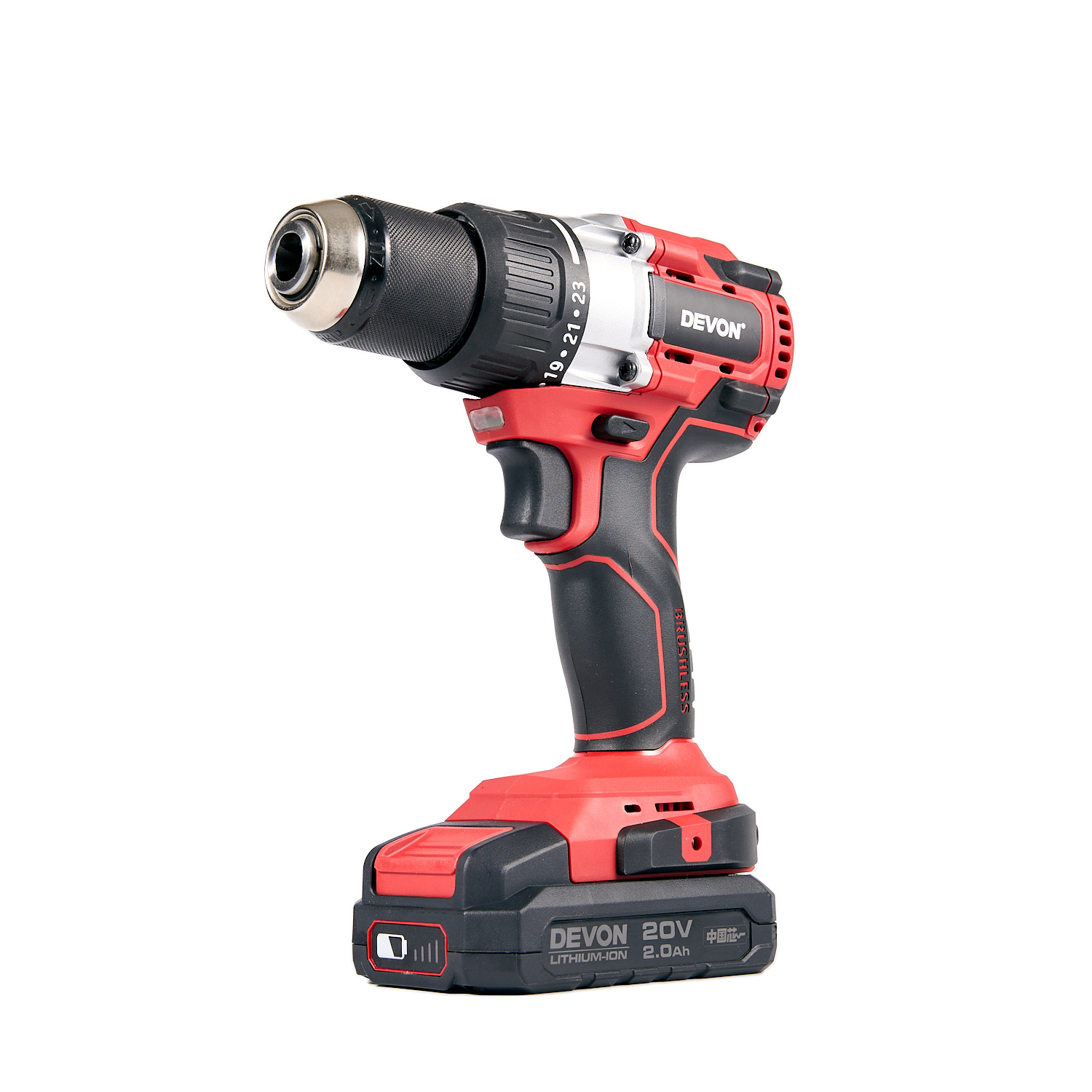 Аккумуляторный шуруповерт/дрель DEVON 5282-LI-20TS / бесщеточный / 55/120Нм / 20В / 2 аккум. 5.0 А∙ч / быстрое ЗУ 190 Вт