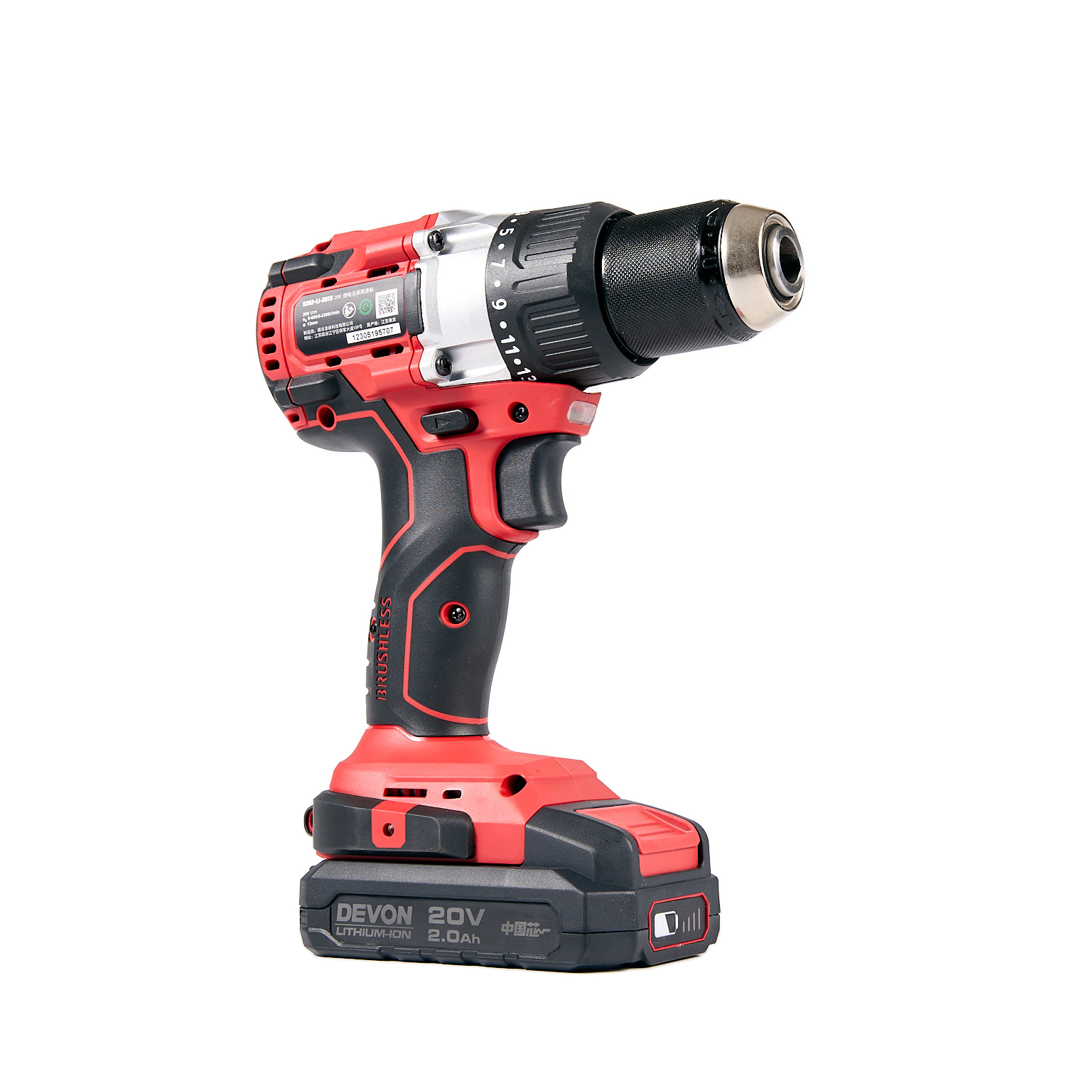 Аккумуляторный шуруповерт/дрель DEVON 5282-LI-20TS / бесщеточный / 55/120Нм / 20В / 2 аккум. 5.0 А∙ч / быстрое ЗУ 190 Вт