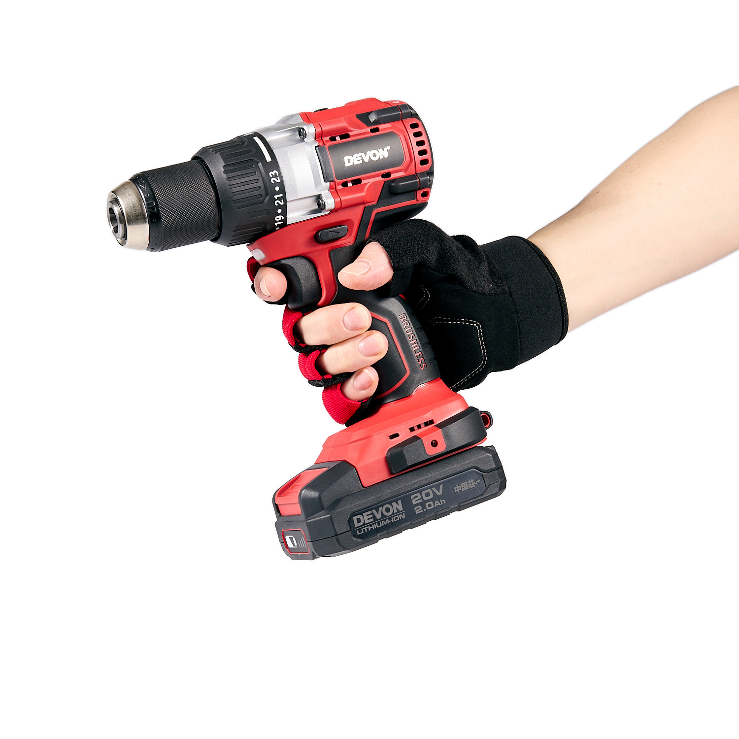 Аккумуляторный шуруповерт/дрель DEVON 5282-LI-20TS / бесщеточный / 55/120Нм / 20В / 2 аккум. 5.0 А∙ч / быстрое ЗУ 190 Вт