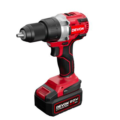 Аккумуляторный шуруповерт/дрель DEVON 5282-LI-20TS / бесщеточный / 55/120Нм / 20В / 2 аккум. 5.0 А∙ч / быстрое ЗУ 190 Вт