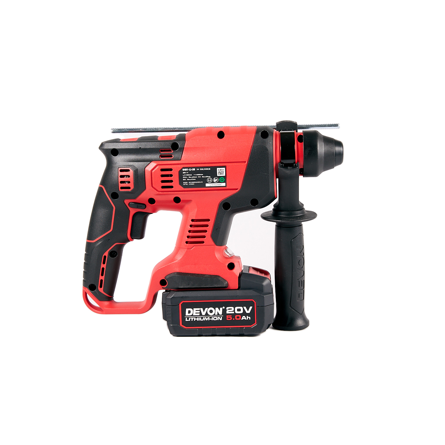 Аккумуляторный перфоратор DEVON 5401-Li-20RH / SDS plus / бесщеточный / 6-12мм / 20 В / 2 аккум. 2.0 А∙ч / стандартное ЗУ 40 Вт