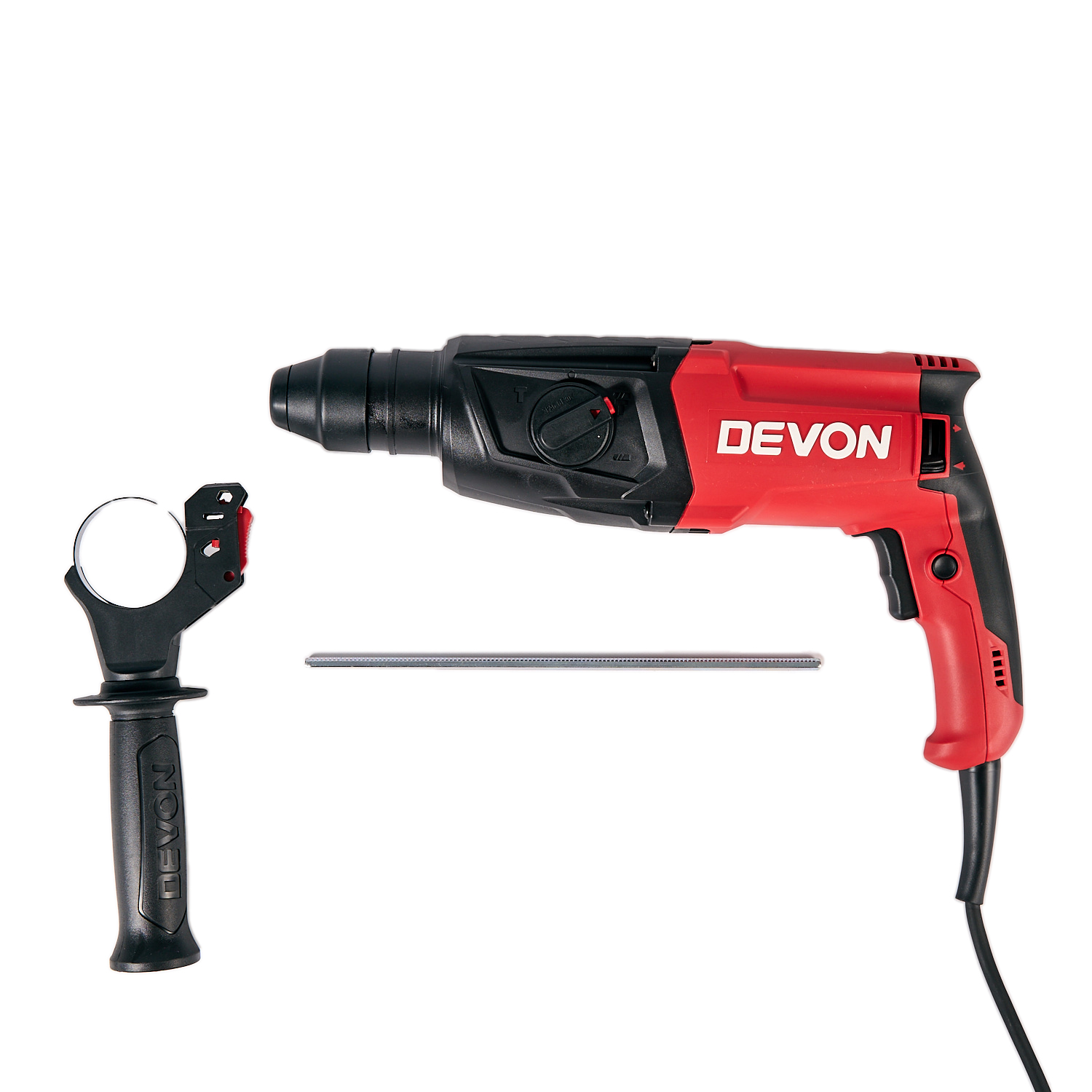 Перфоратор сетевой DEVON 1107-26DRE / 800 Вт / SDS-plus / 26 мм / 220 В / регулировка оборотов / 3 режима / реверс / пластиковый кейс