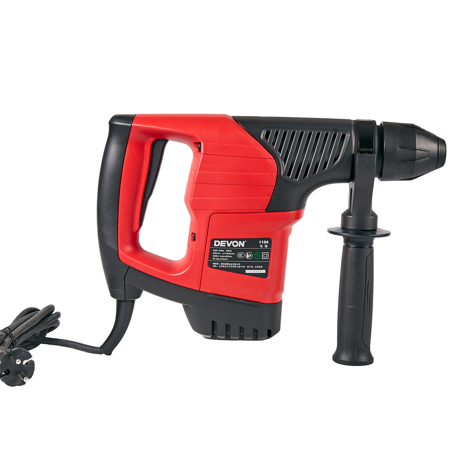 Перфоратор сетевой DEVON 1104 / 900 Вт / SDS-Plus / 30 мм / 220 В / регулировка оборотов / 3 режима / пластиковый кейс