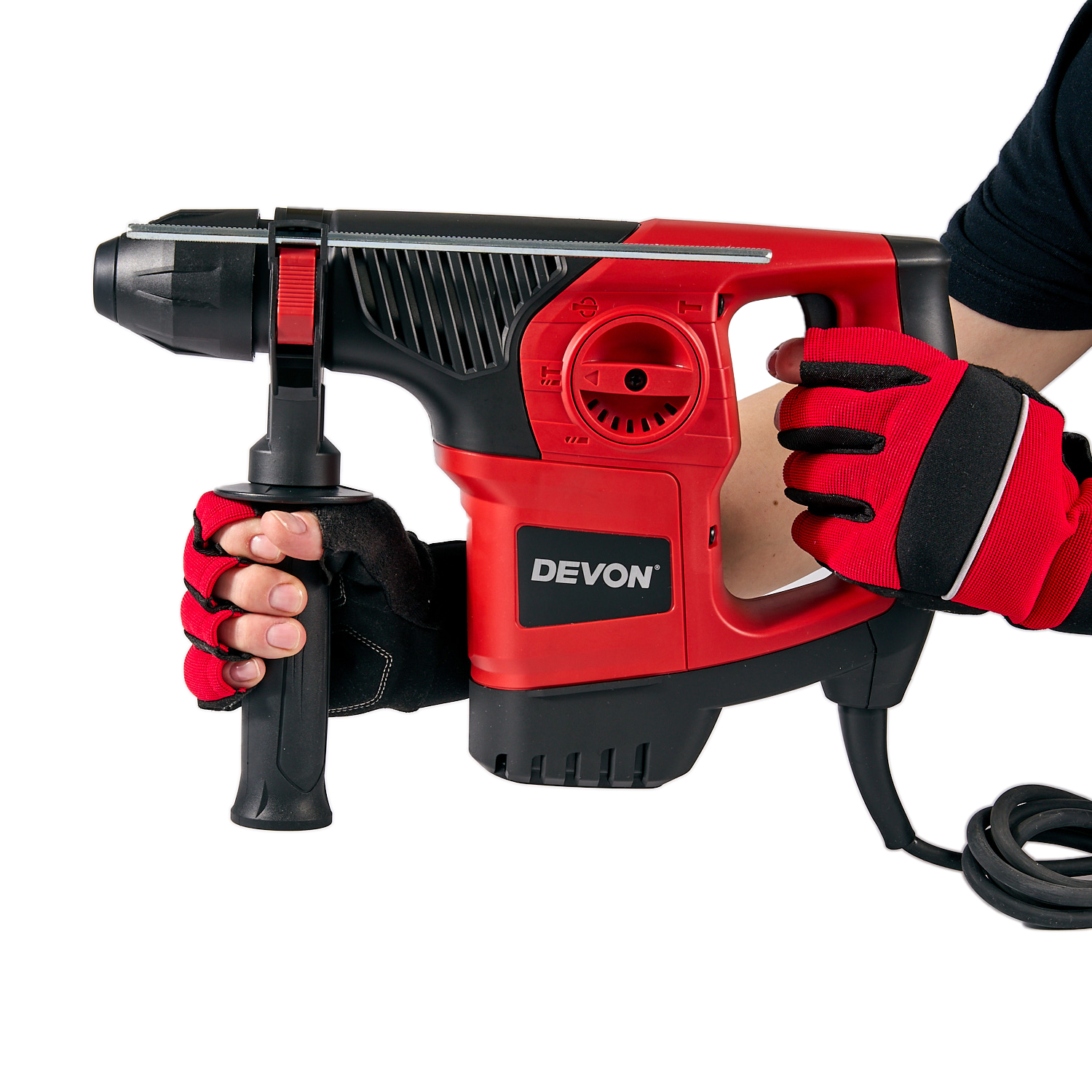 Перфоратор сетевой DEVON 1104 / 900 Вт / SDS-Plus / 30 мм / 220 В / регулировка оборотов / 3 режима / пластиковый кейс