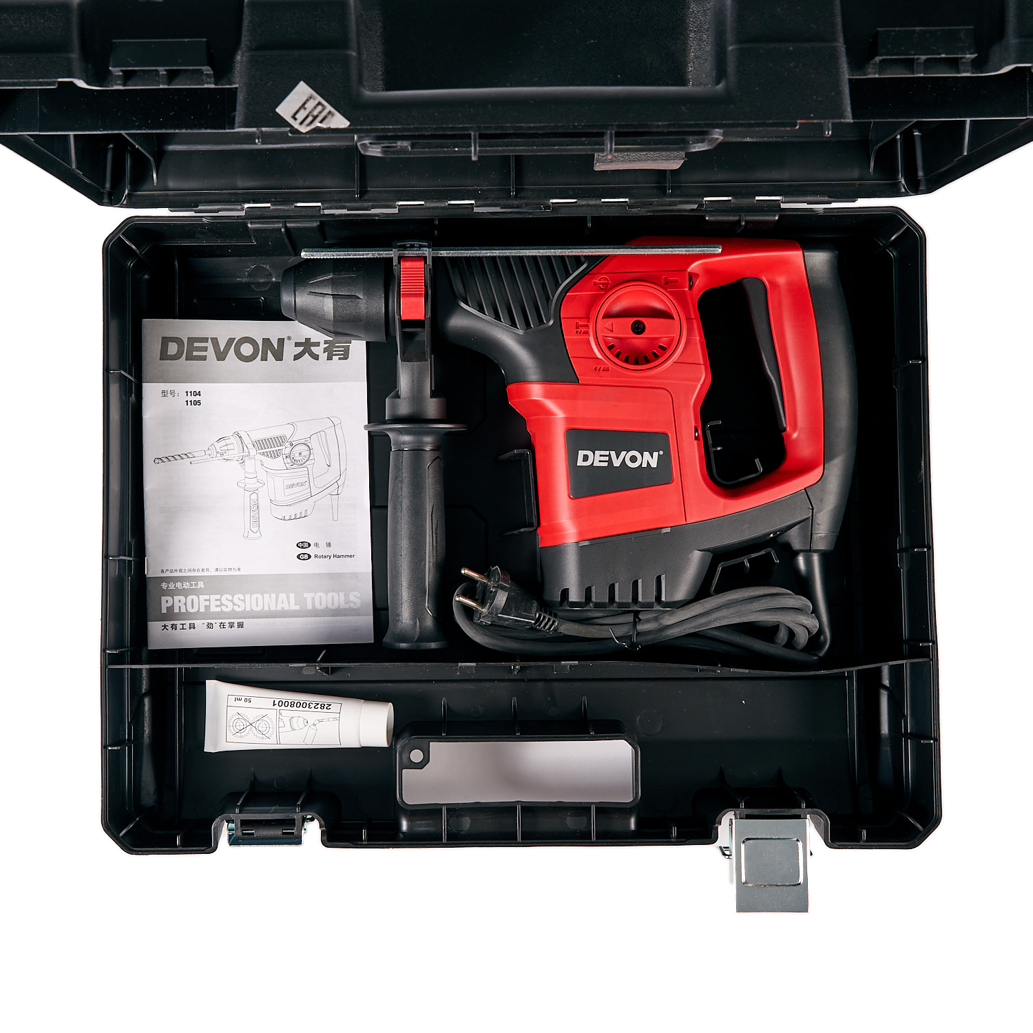 Перфоратор сетевой DEVON 1104 / 900 Вт / SDS-Plus / 30 мм / 220 В / регулировка оборотов / 3 режима / пластиковый кейс