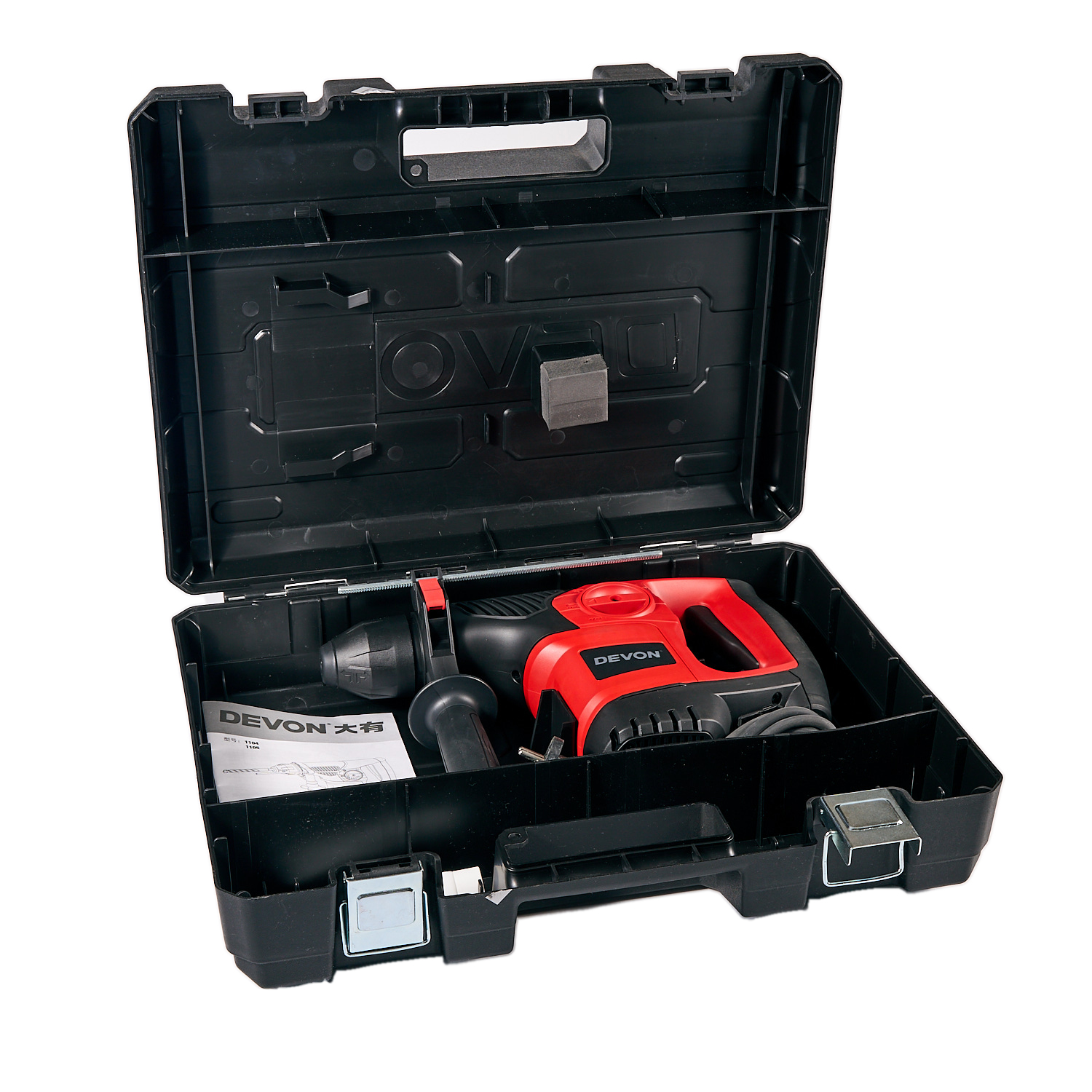 Перфоратор сетевой DEVON 1104 / 900 Вт / SDS-Plus / 30 мм / 220 В / регулировка оборотов / 3 режима / пластиковый кейс