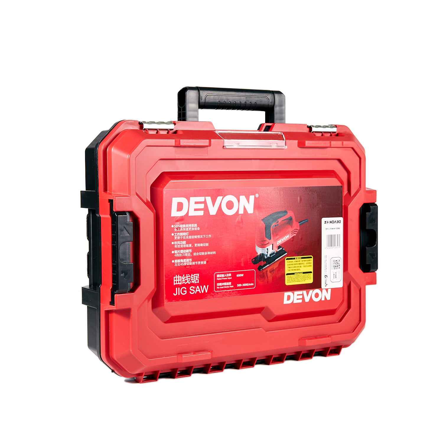 Лобзик электрический сетевой DEVON 3144-6-120Q / 120мм / 220 В / 600Вт / LED / быстрозажимное устройство / пластиковый кейс