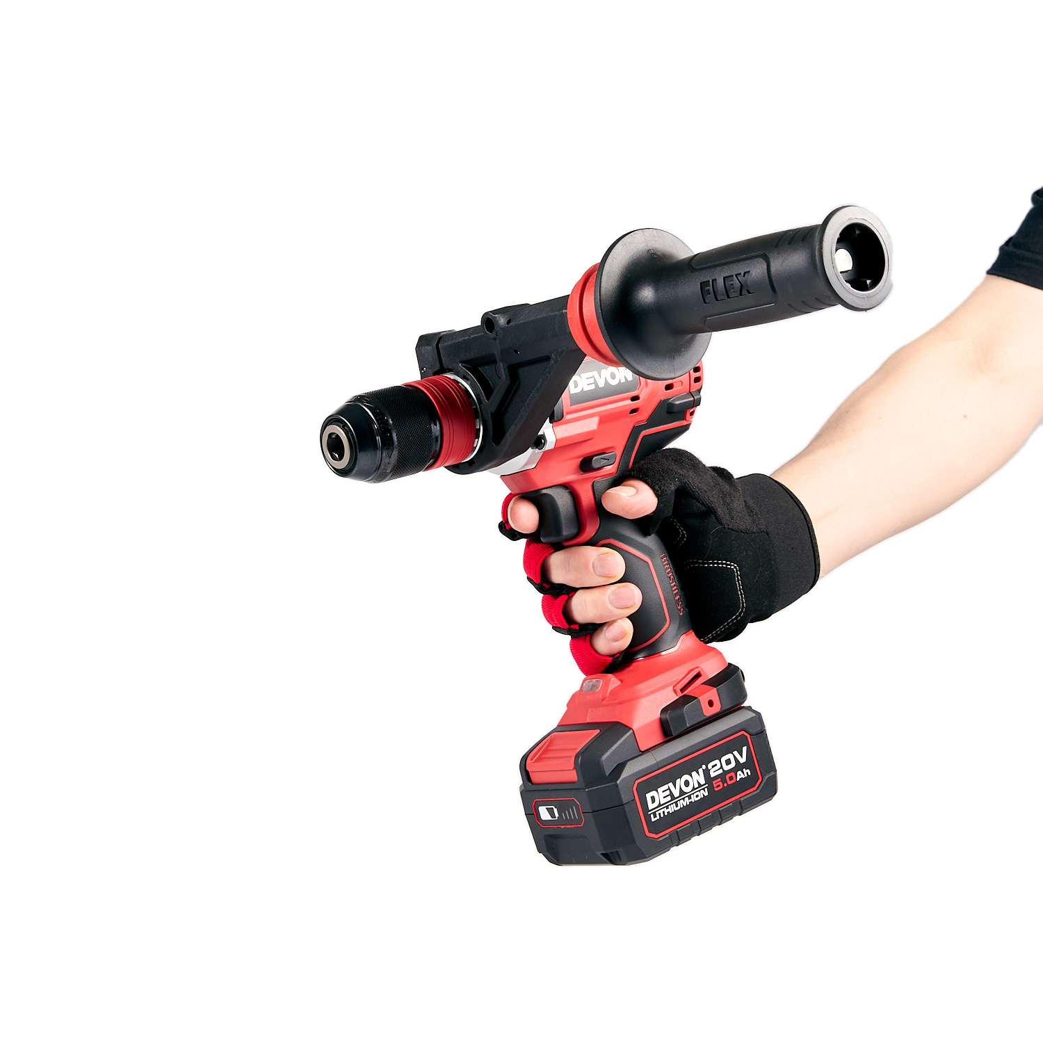 Аккумуляторный шуруповерт/дрель DEVON 5289-LI-20FS/ бесщеточный / 4 скорости / быстросъемный патрон / 55/120Нм / 20В / 2 аккум. 5.0 А∙ч / быстрое ЗУ 190 Вт