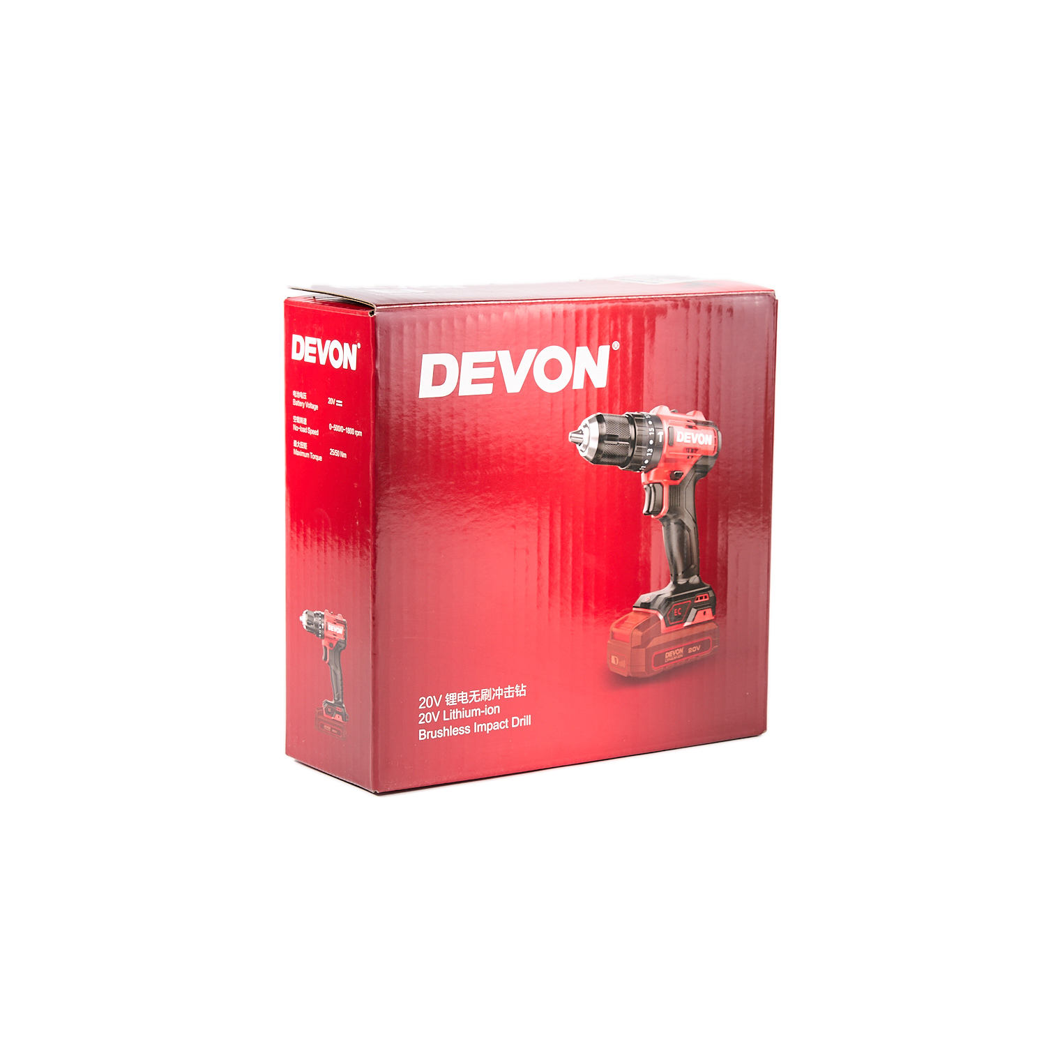 Аккумуляторный ударный шуруповерт/дрель DEVON 5211-Li-20 / бесщеточный / 27/55Нм / 20 В / 2 аккум. 2.0 А∙ч / стандартное ЗУ 75 Вт