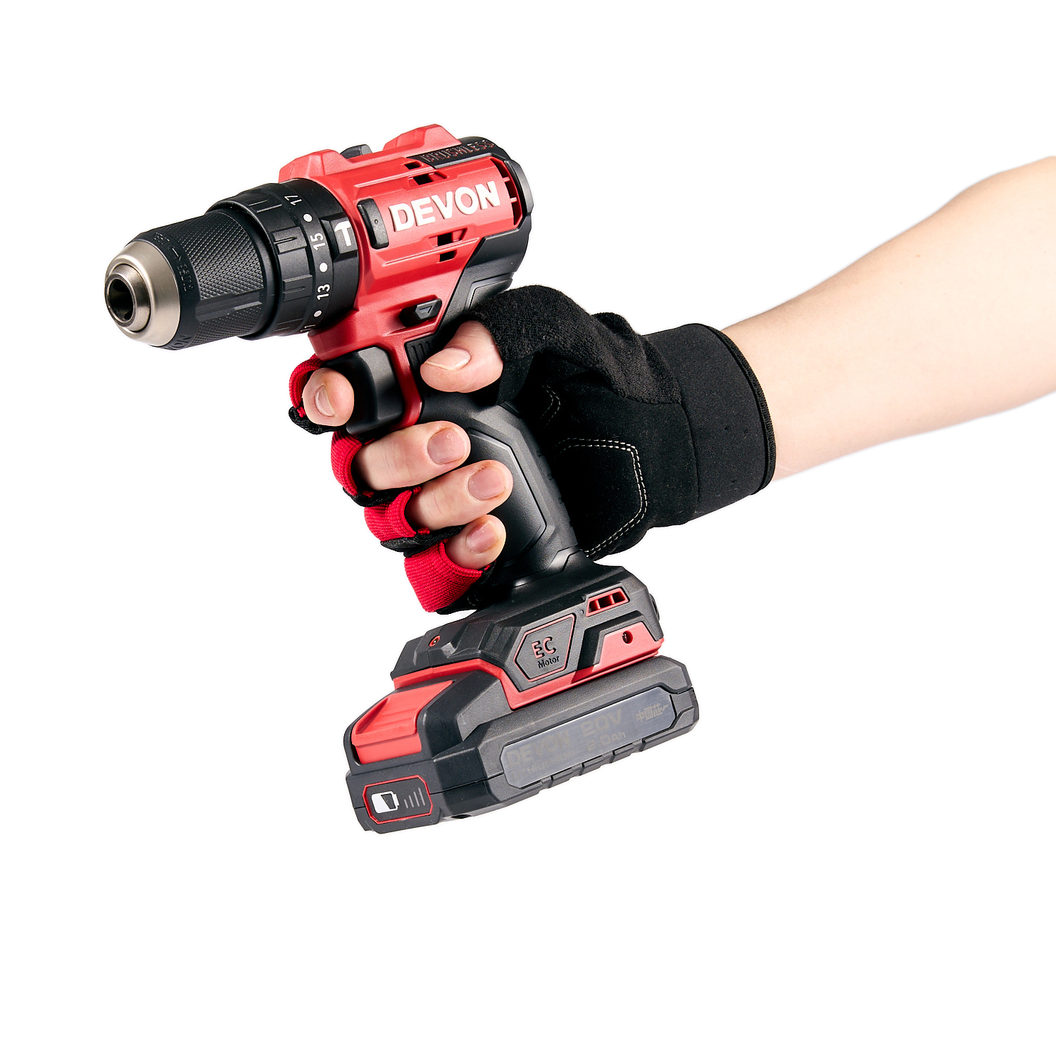 Аккумуляторный ударный шуруповерт/дрель DEVON 5211-Li-20 / бесщеточный / 27/55Нм / 20 В / 2 аккум. 2.0 А∙ч / стандартное ЗУ 75 Вт