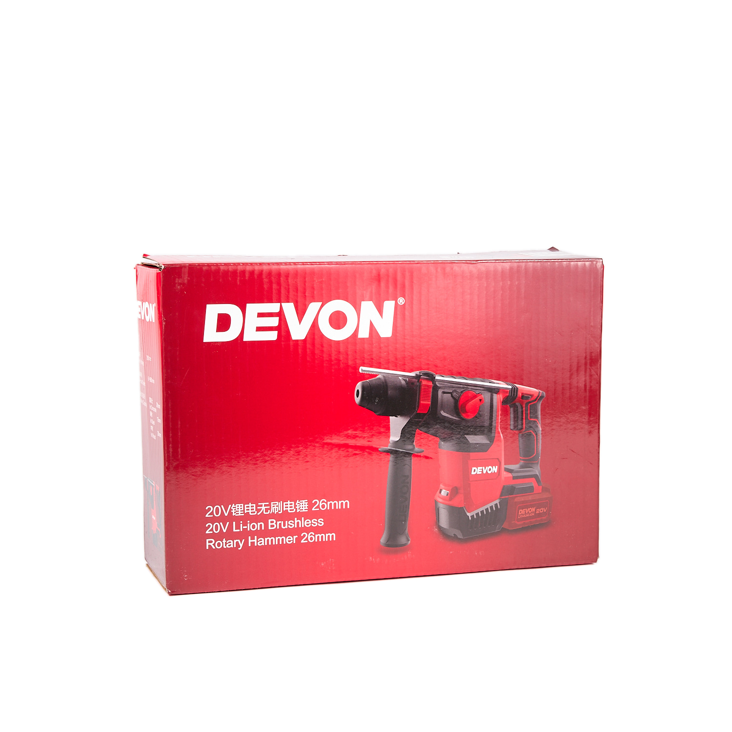 Аккумуляторный перфоратор DEVON 5402-Li-20RH26Q / SDS plus / дополнительный БЗП-патрон/ бесщеточный / 6-16мм / 20 В / 2 аккум. 5.0 А∙ч / быстрое ЗУ 190 Вт