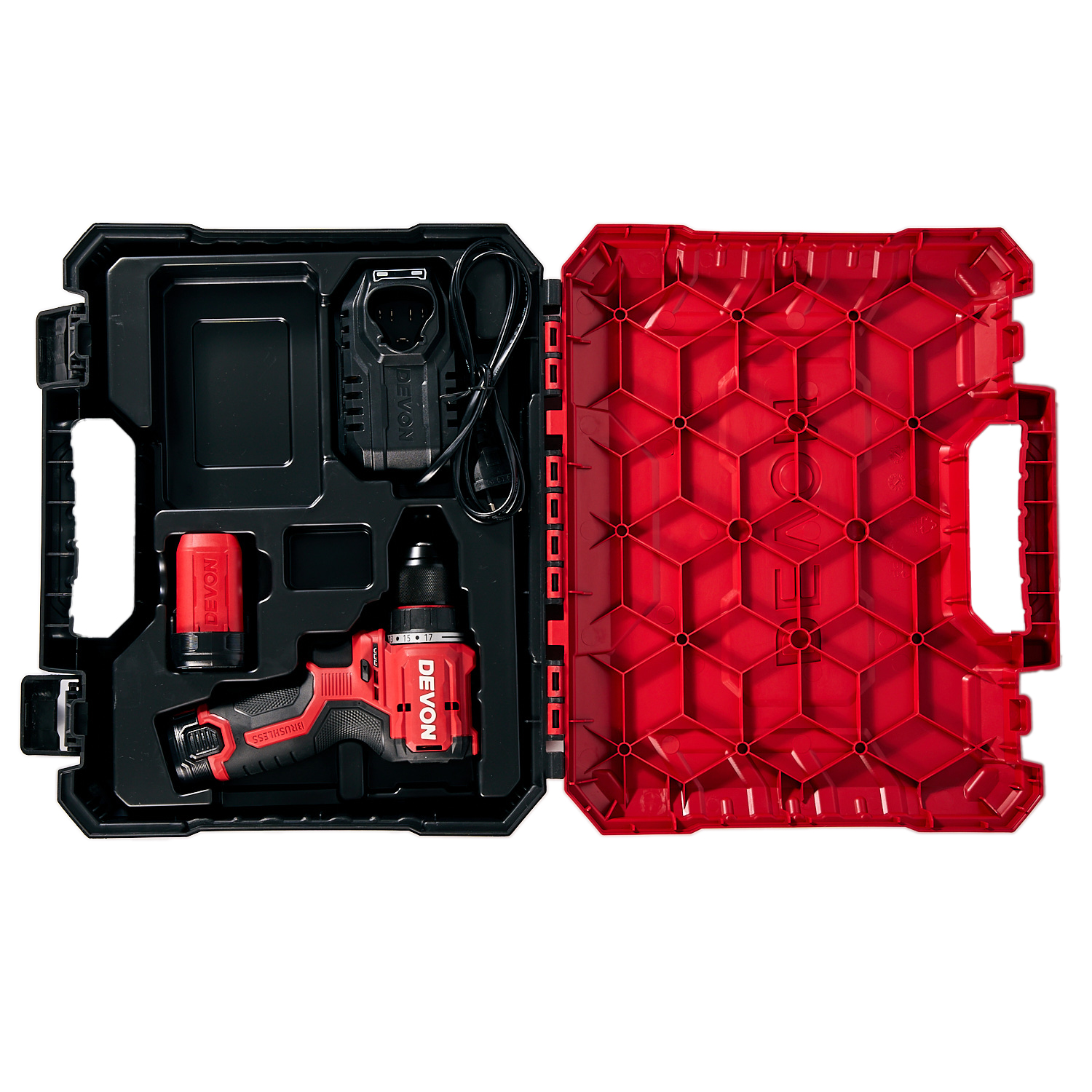 Аккумуляторный шуруповерт/дрель DEVON 5208-Li-12 / бесщеточный / 25/50Нм / 12 В / 2 аккум. 2.0 А∙ч