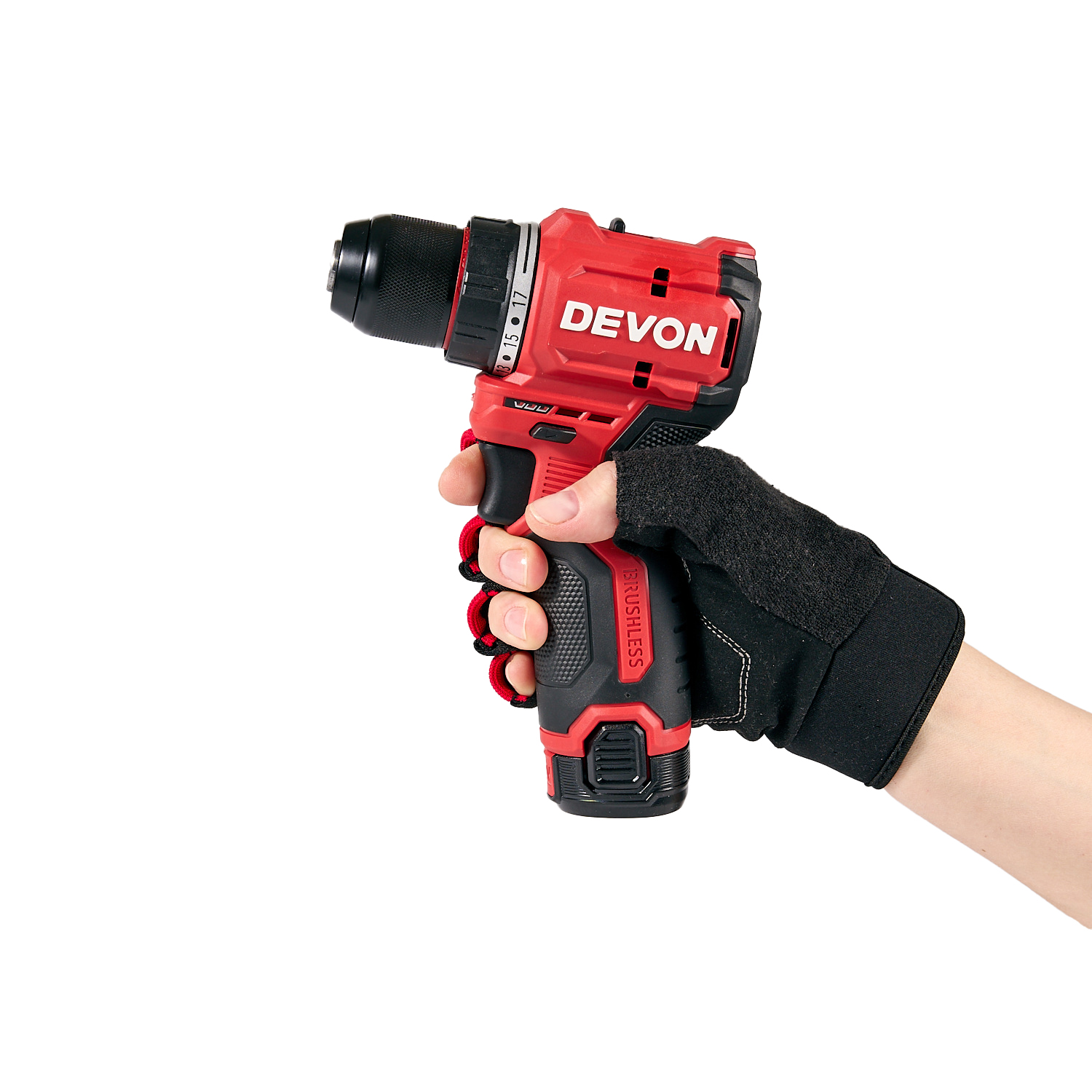 Аккумуляторный шуруповерт/дрель DEVON 5208-Li-12 / бесщеточный / 25/50Нм / 12 В / 2 аккум. 2.0 А∙ч